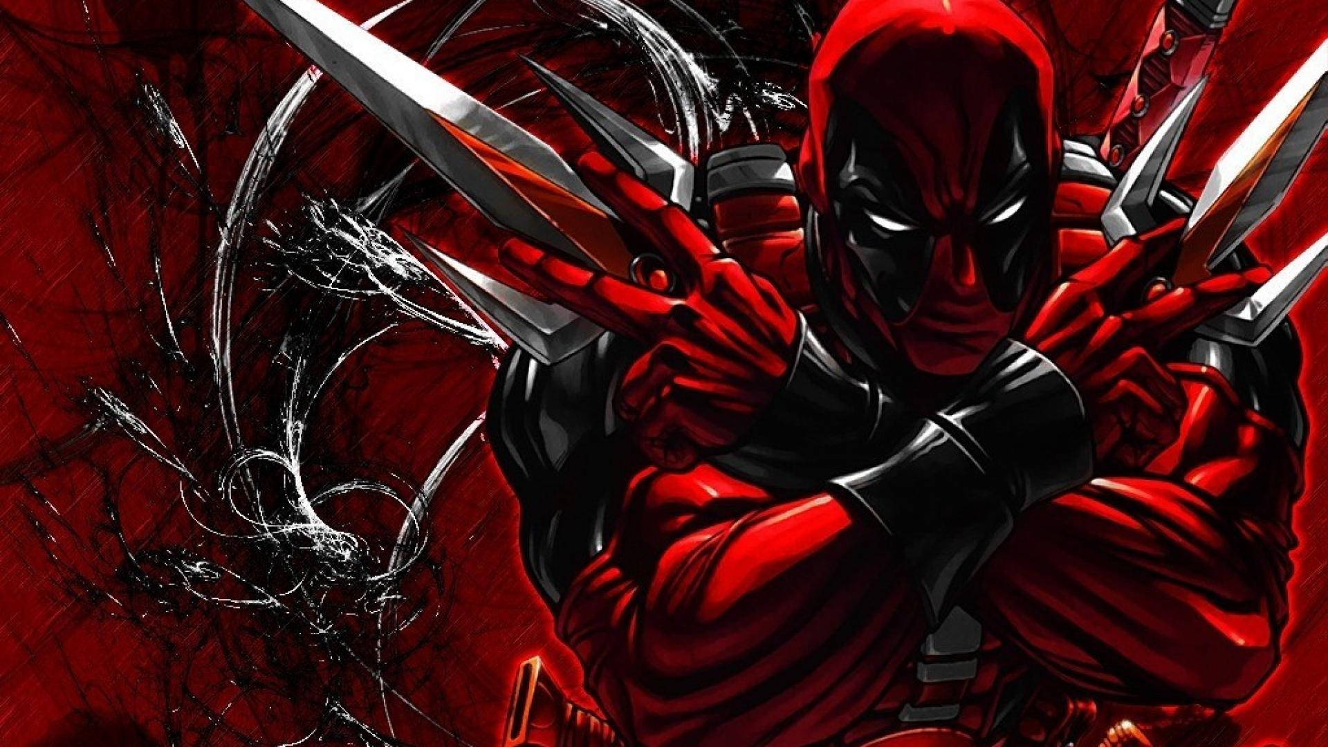 Actionfyldt Deadpool Marvel-portræt Wallpapers