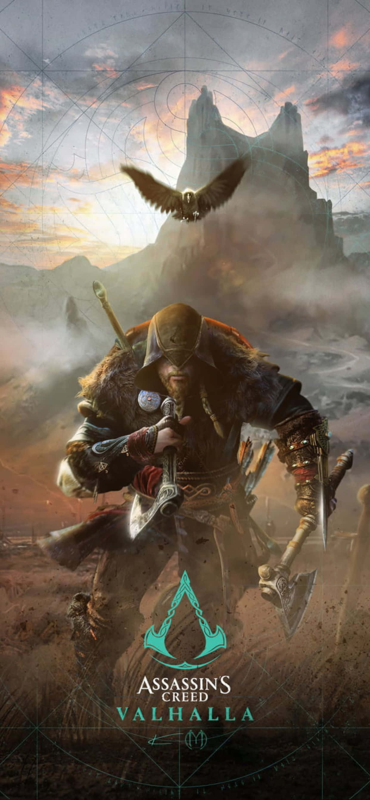 Actionrollespilskunstværk iPhone Xs Max Assassin's Creed Valhalla Baggrund Wallpapers
