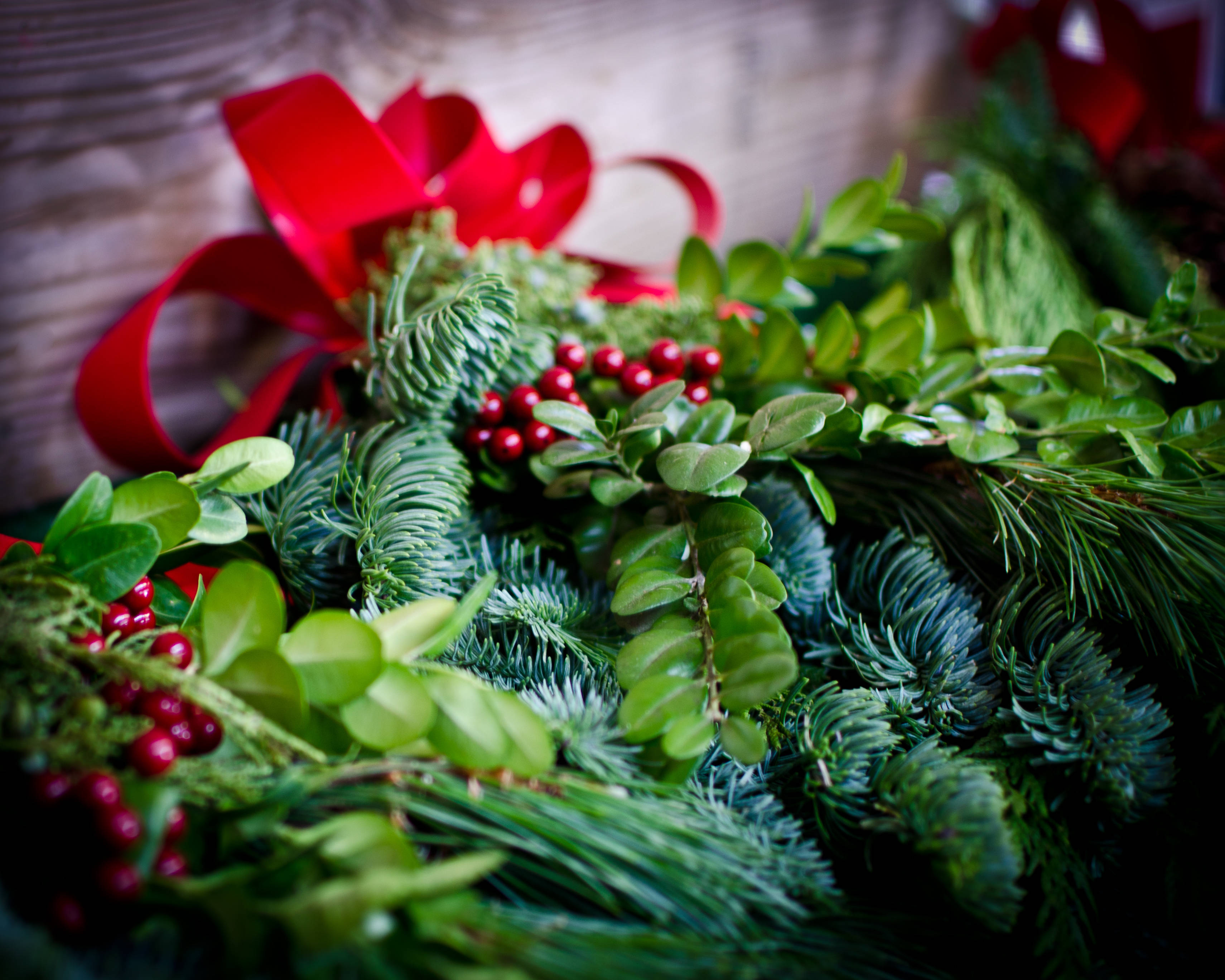 Ægte grønne fyrrenåle som julepynt Wallpapers