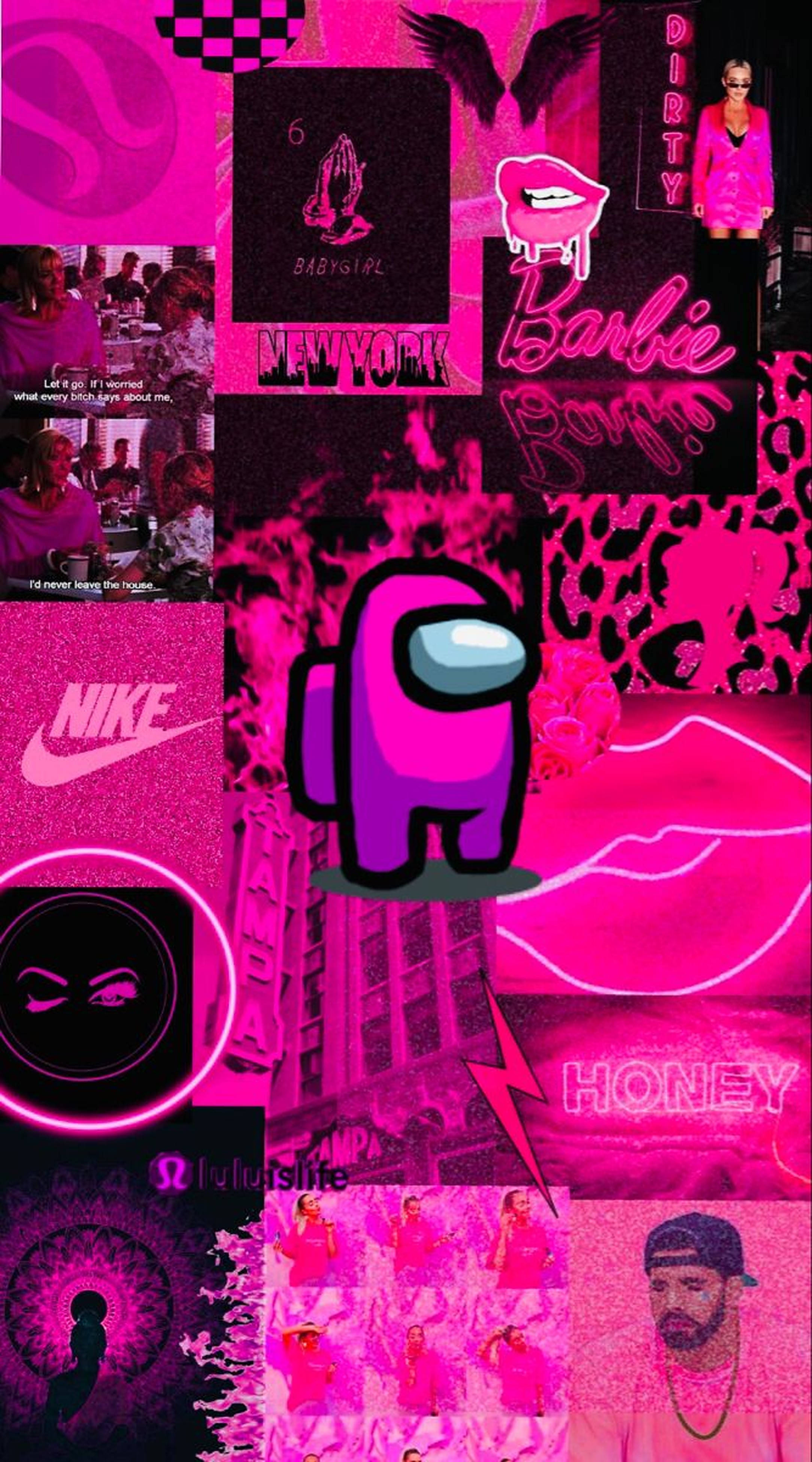 Æstetisk Among US Pink Neon Væg Wallpapers