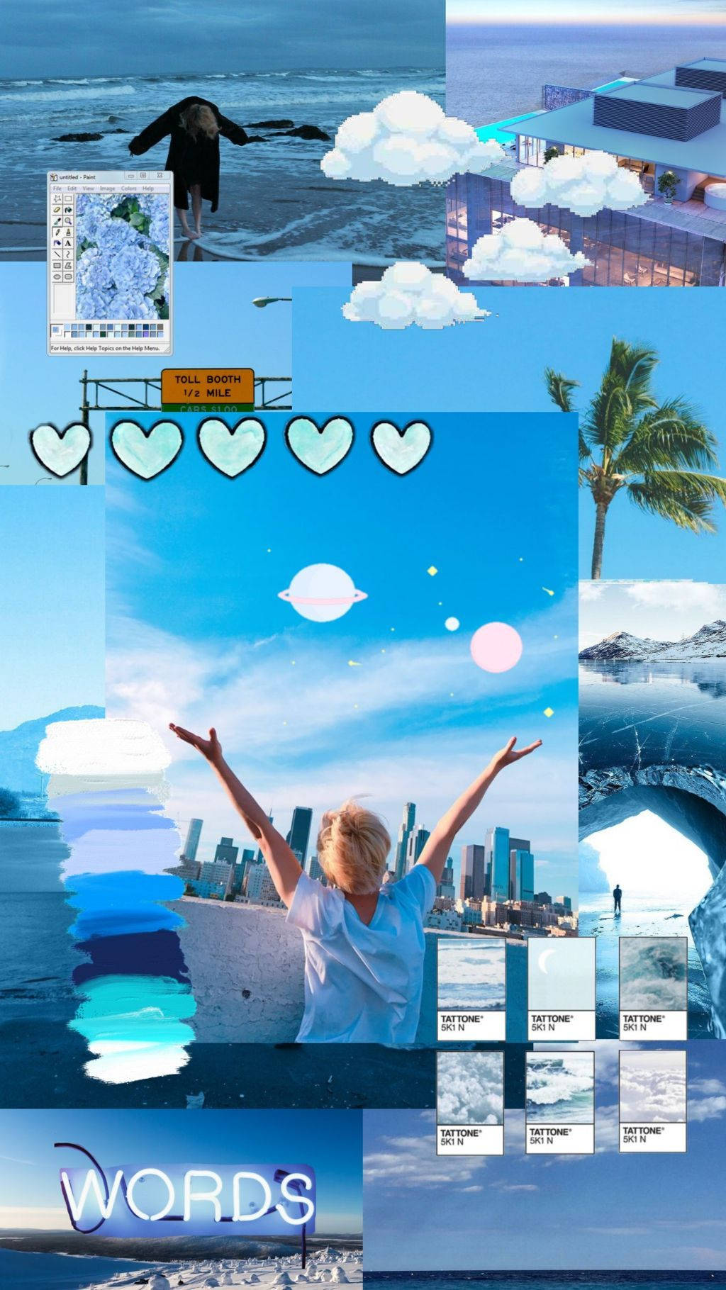 Æstetisk Bts Jimin Blå Collage Wallpapers