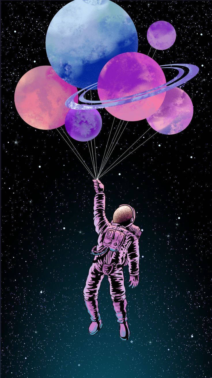 Æstetisk Flyvende Astronaut til iPhone Wallpapers