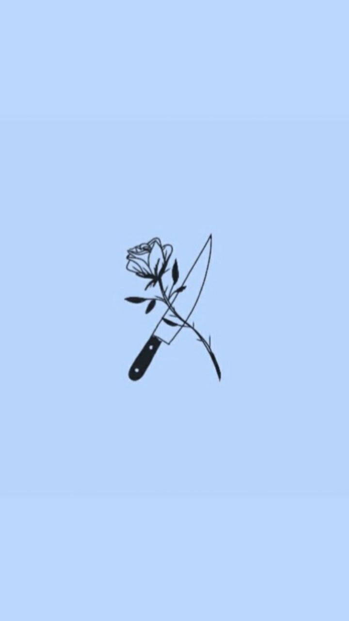 Æstetisk kniv og rose mobilbaggrund — Æstetisk Wallpapers