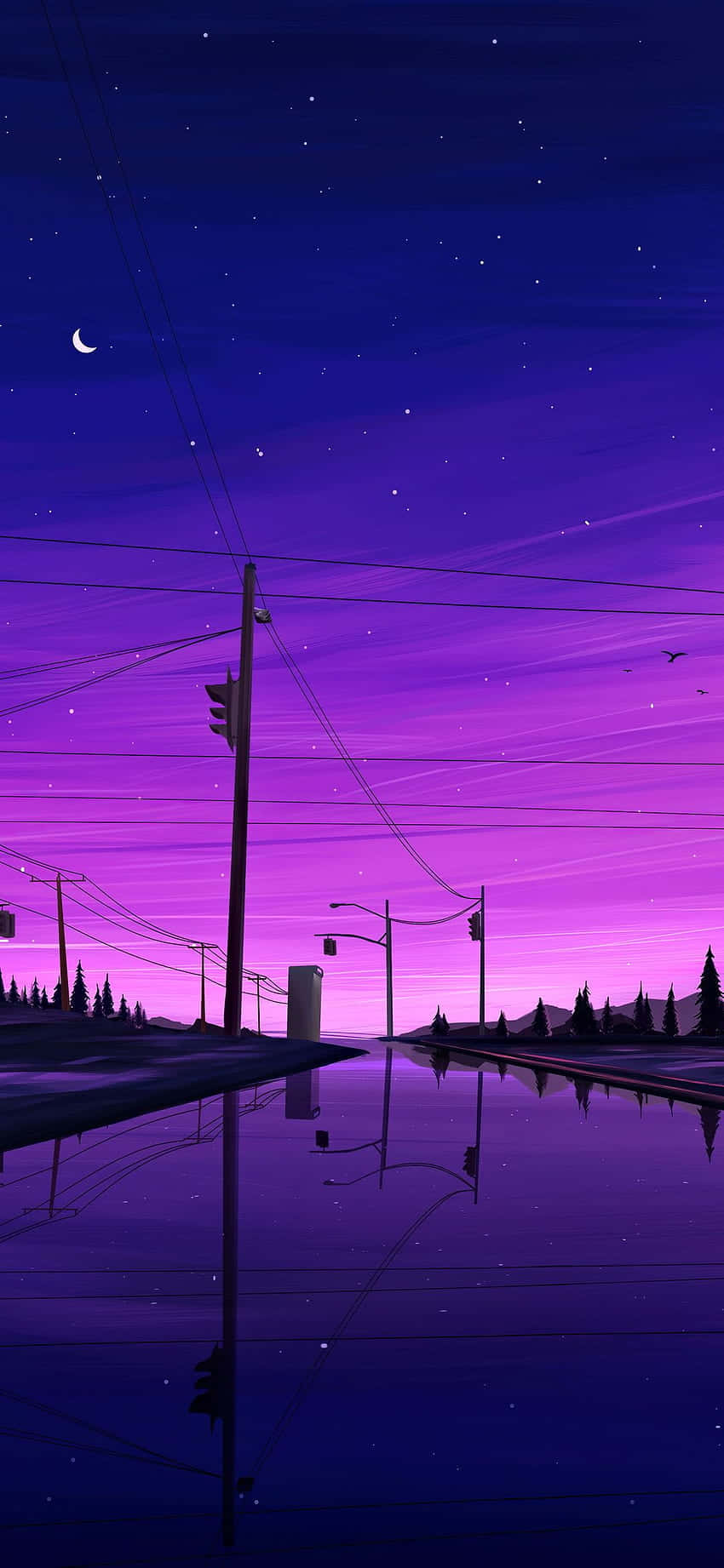 Æstetisk lilla byflodbillede Wallpapers