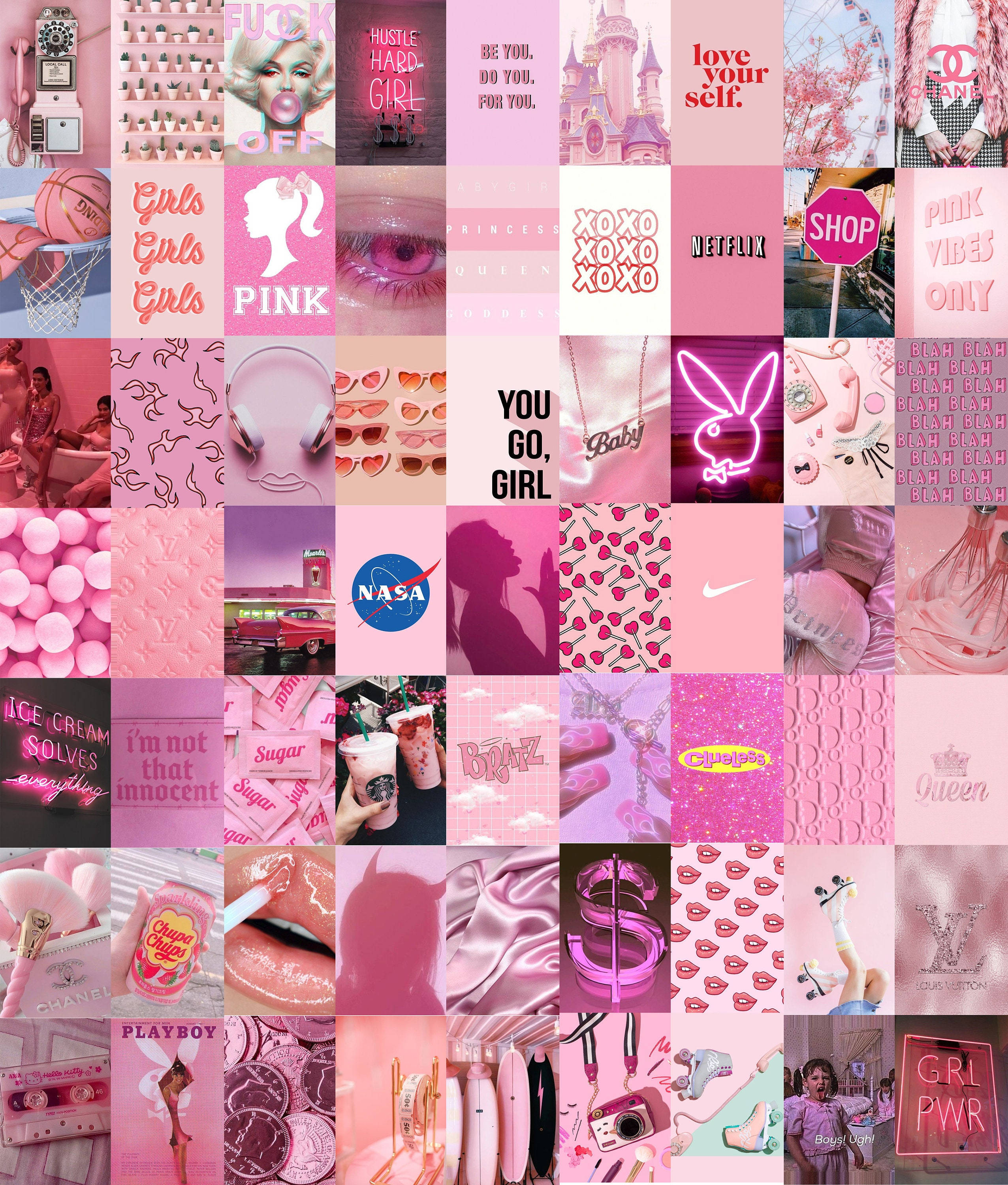 Æstetisk pastelrosa collage Wallpapers