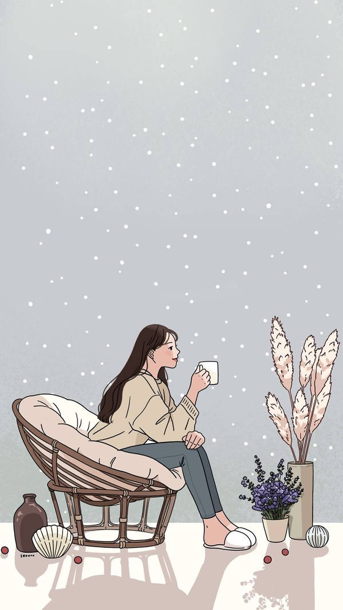 Æstetisk pige med kaffe Wallpapers