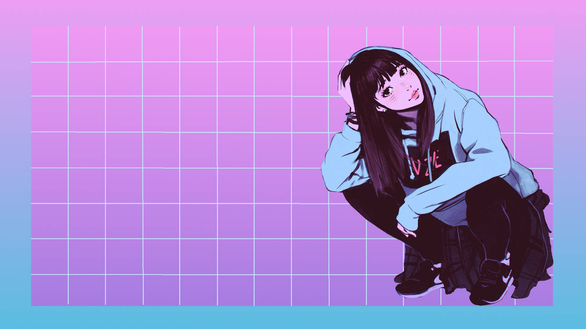 Æstetisk pige pink gitter Wallpapers