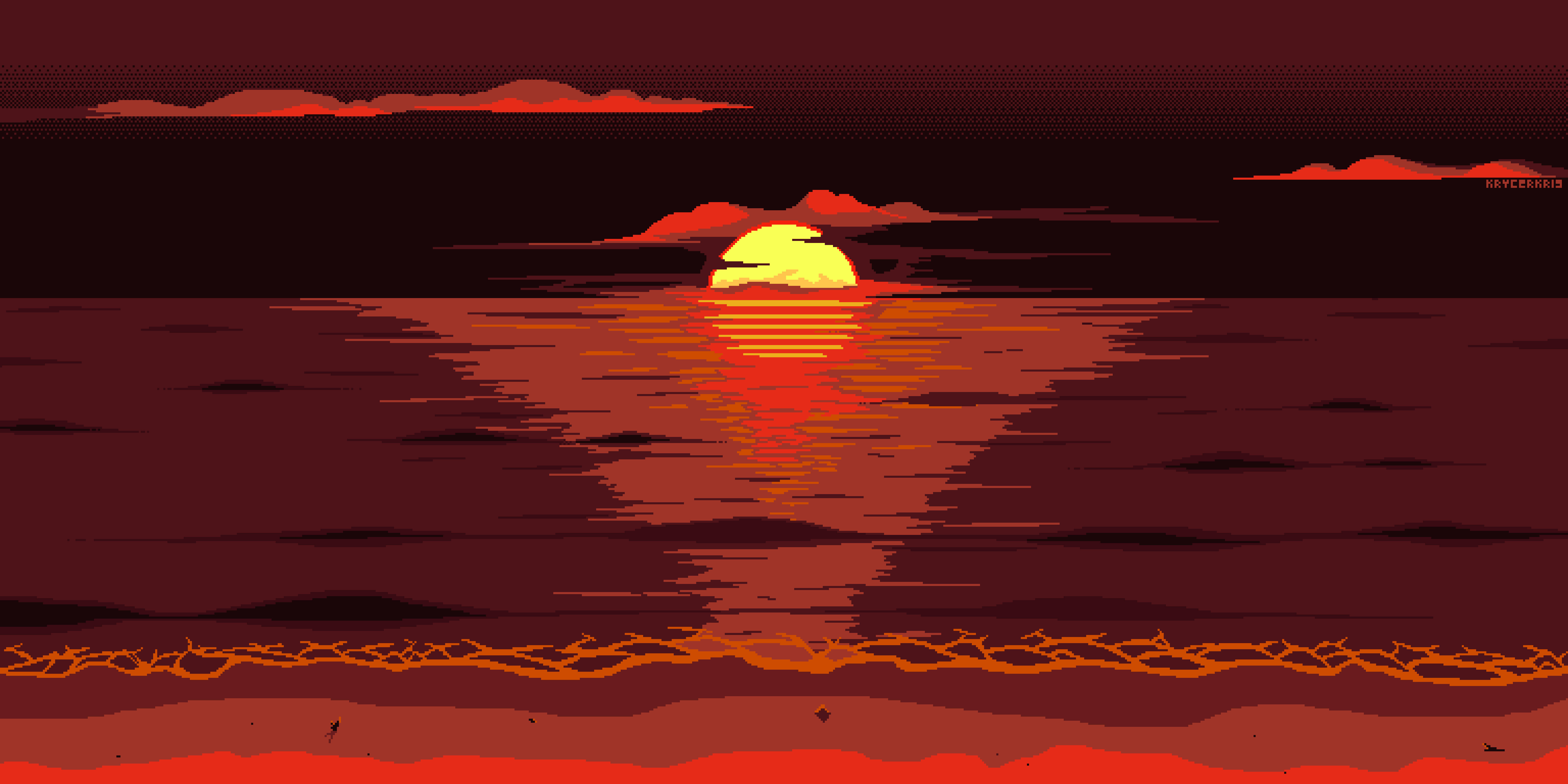 Æstetisk pixelkunst af en strandsolnedgang Wallpapers
