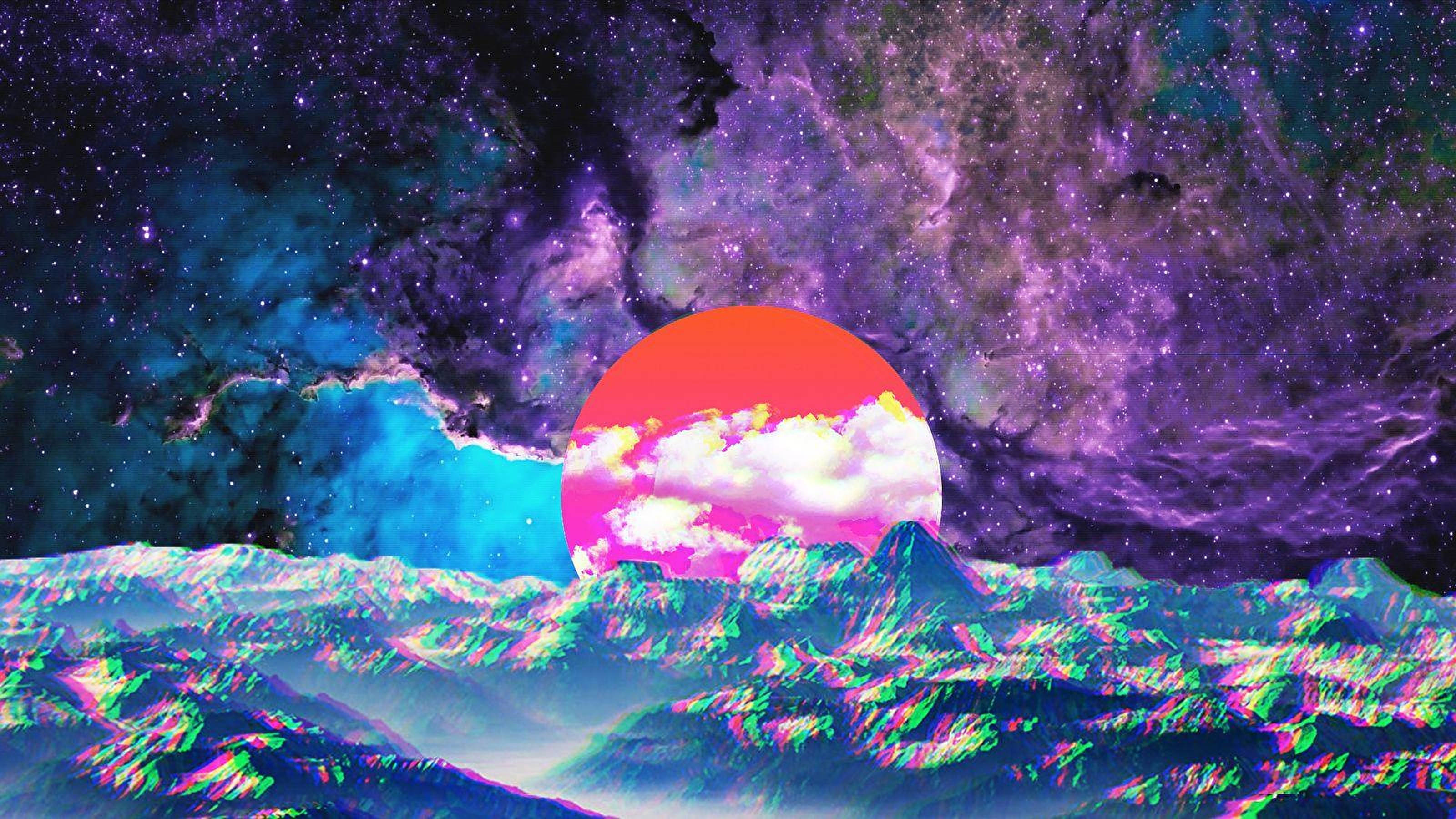 Æstetisk retrowave sol bærbar Wallpapers