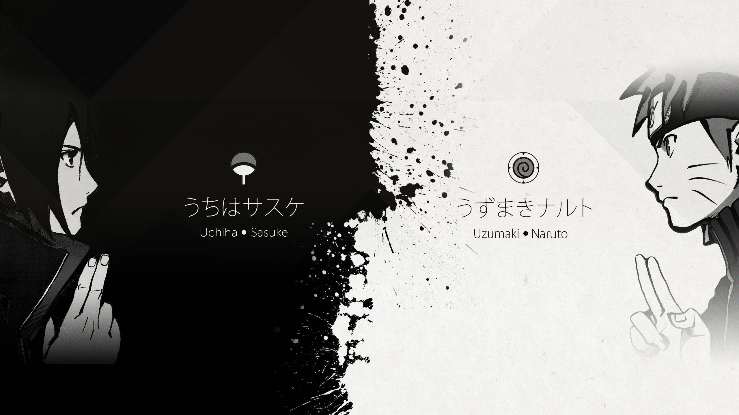 Æstetisk Sasuke Naruto Sort og Hvid Wallpapers