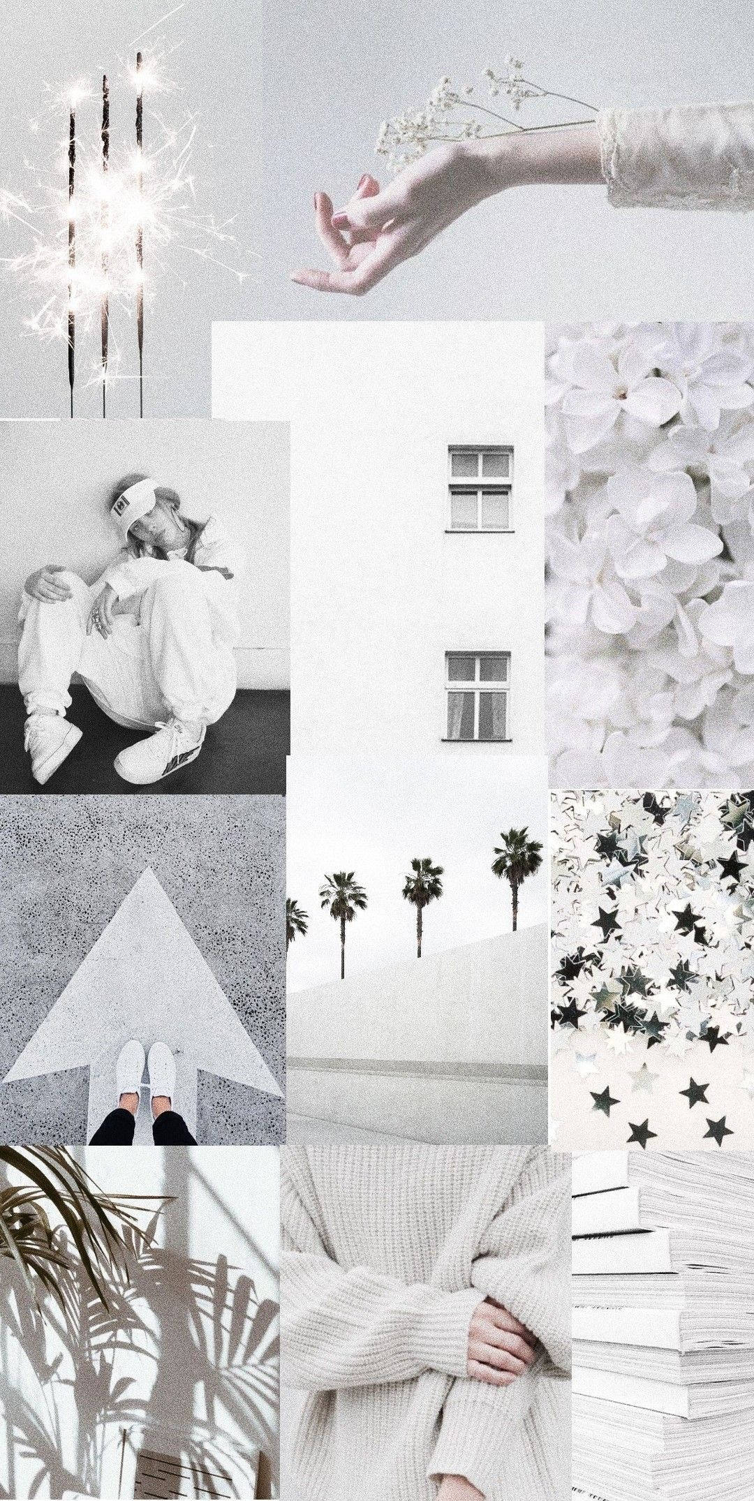 Æstetisk tiltalende grå og hvid collage Wallpapers