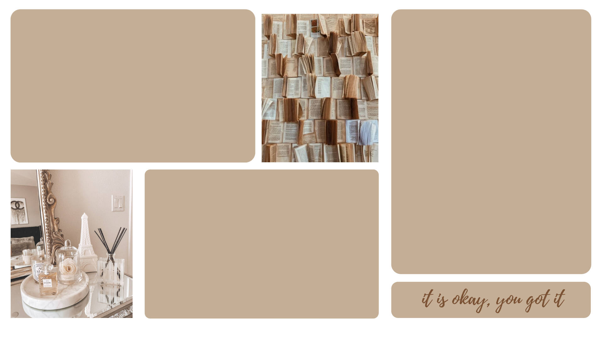 Æstetiske brune æsker med bøger Wallpapers