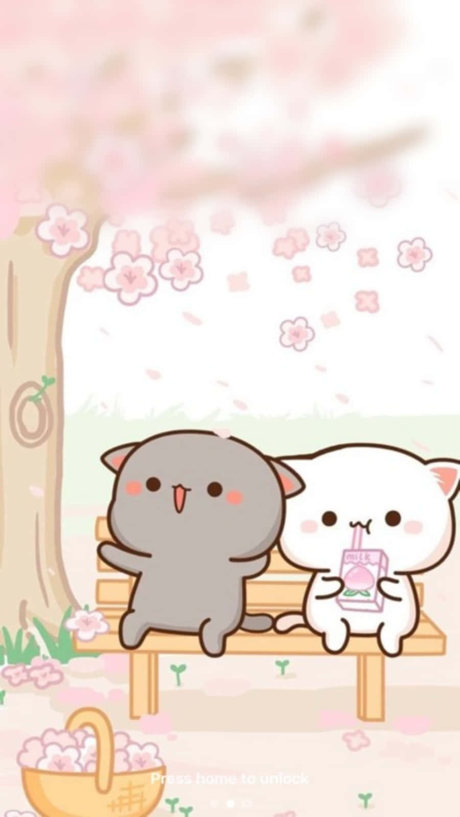 Æstetiske lyserøde kawaii-killinger i parken Wallpapers