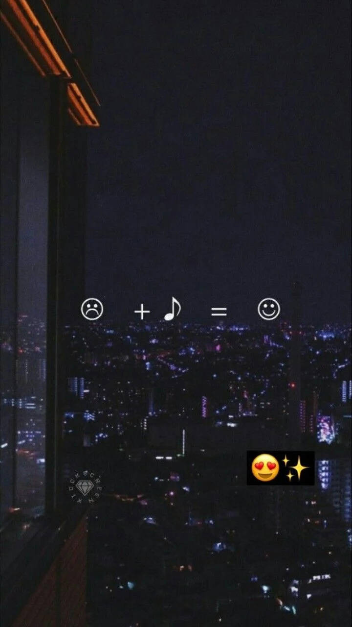 Æstetiske musik-emojis på byudsigt Wallpapers