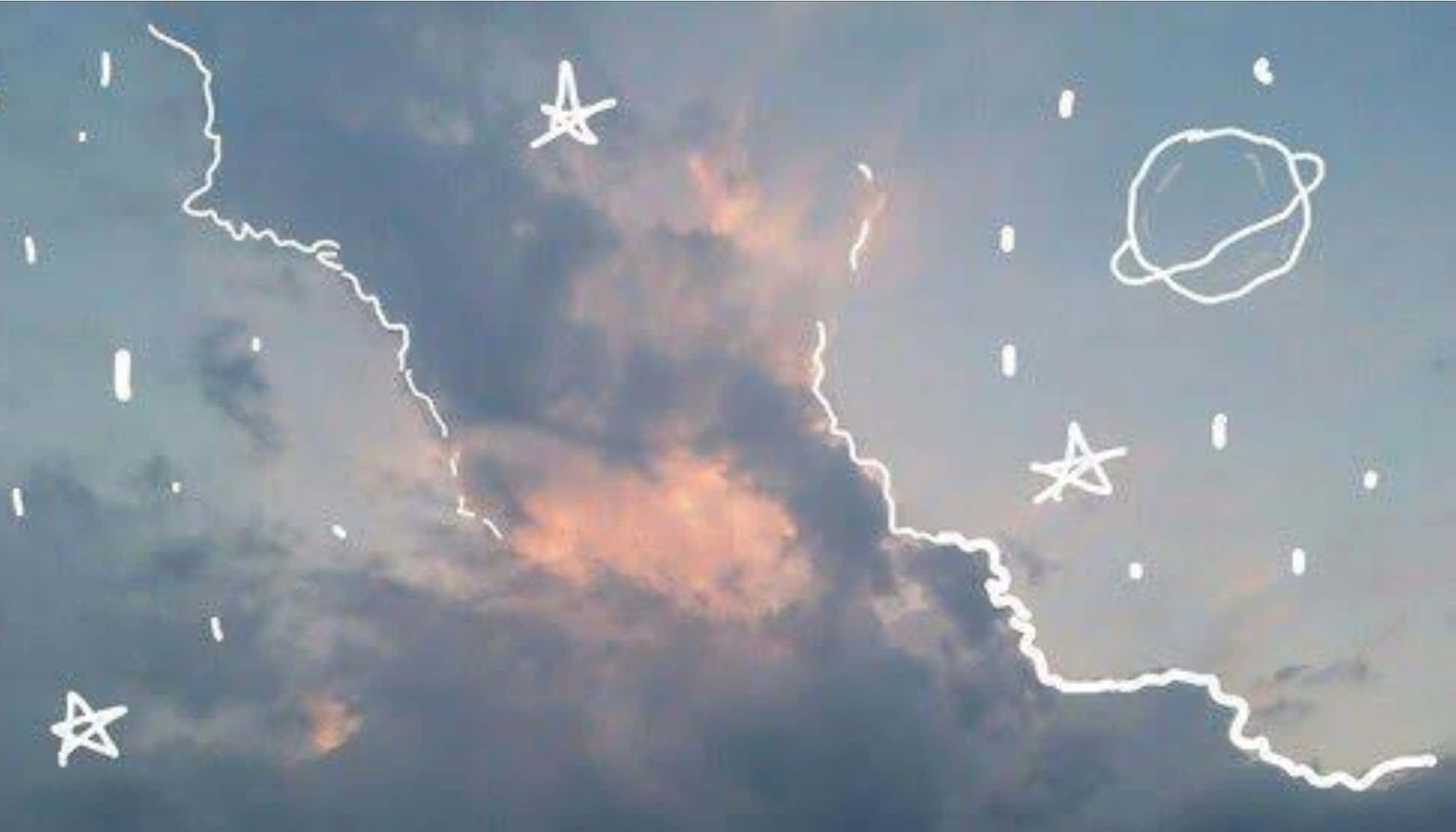 Æstetiske stjernedoodles på himlen laptop Wallpapers