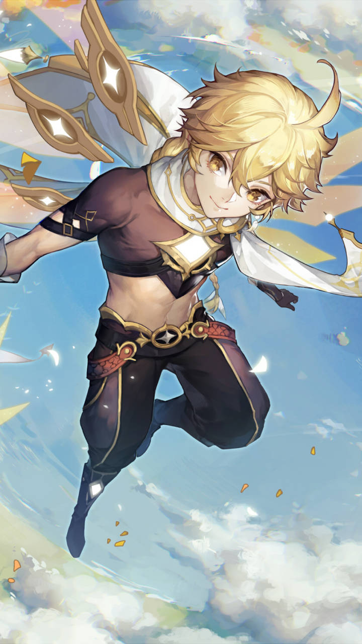 Aether flyvende Genshin Impact Telefon Wallpapers