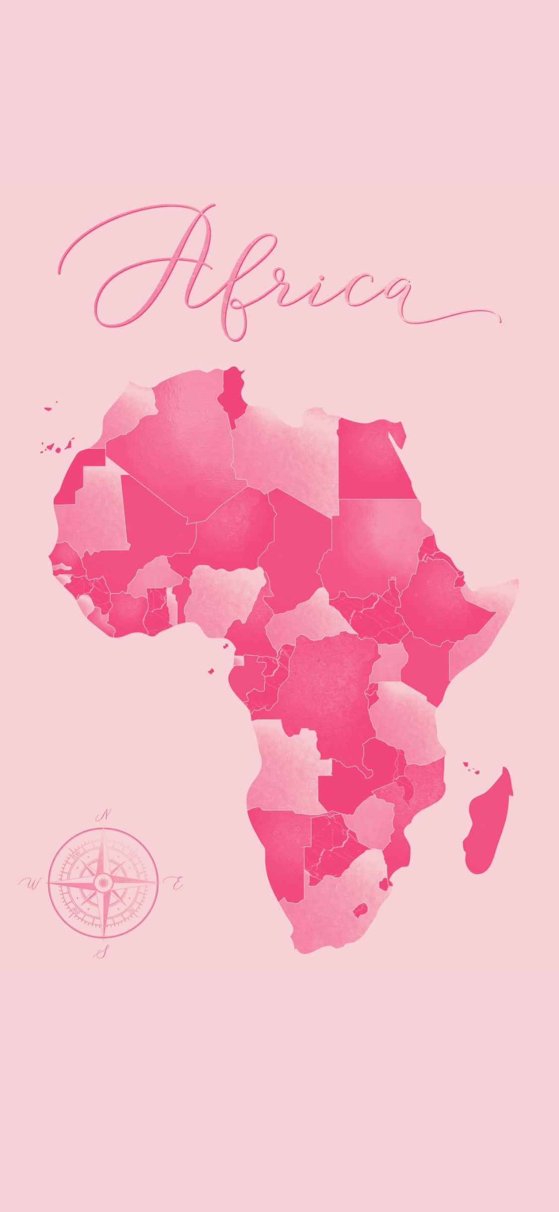Afrika-kort i pink akvarel Wallpapers