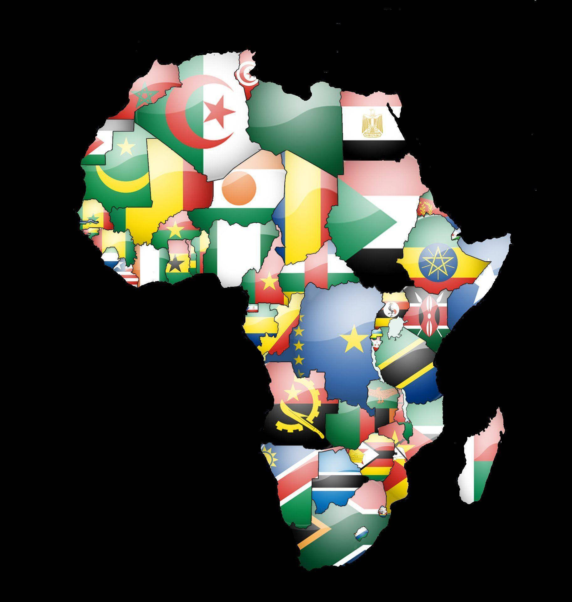 Afrikakort Med Flag Wallpapers