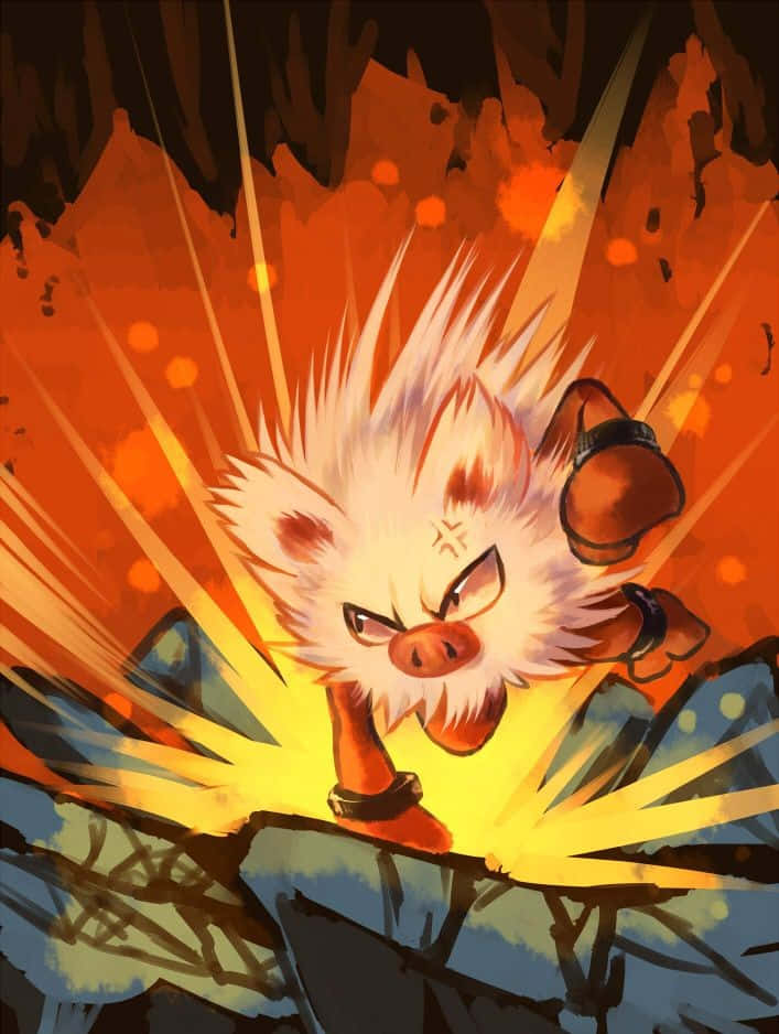Aggressiv Primeape Pokemon kaster et slag Wallpapers
