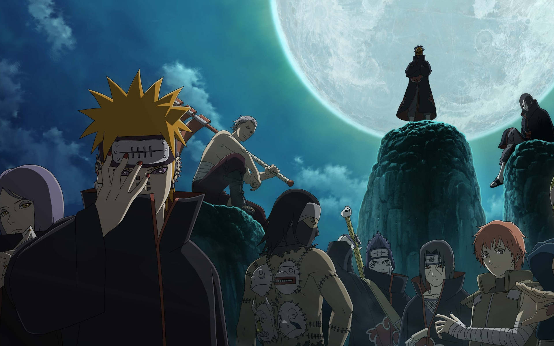 Akatsuki Naruto-karakterer under månen Wallpapers