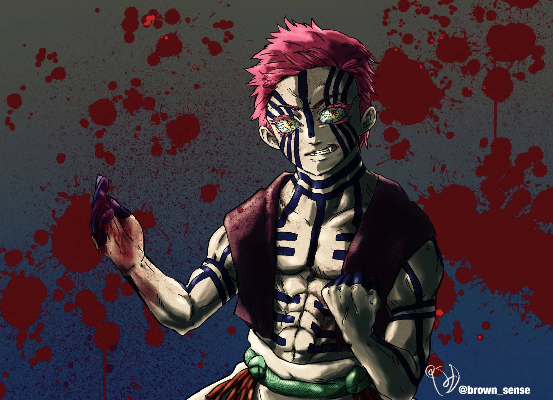 Akaza fra Øvre Måne i Demon Slayer Wallpapers