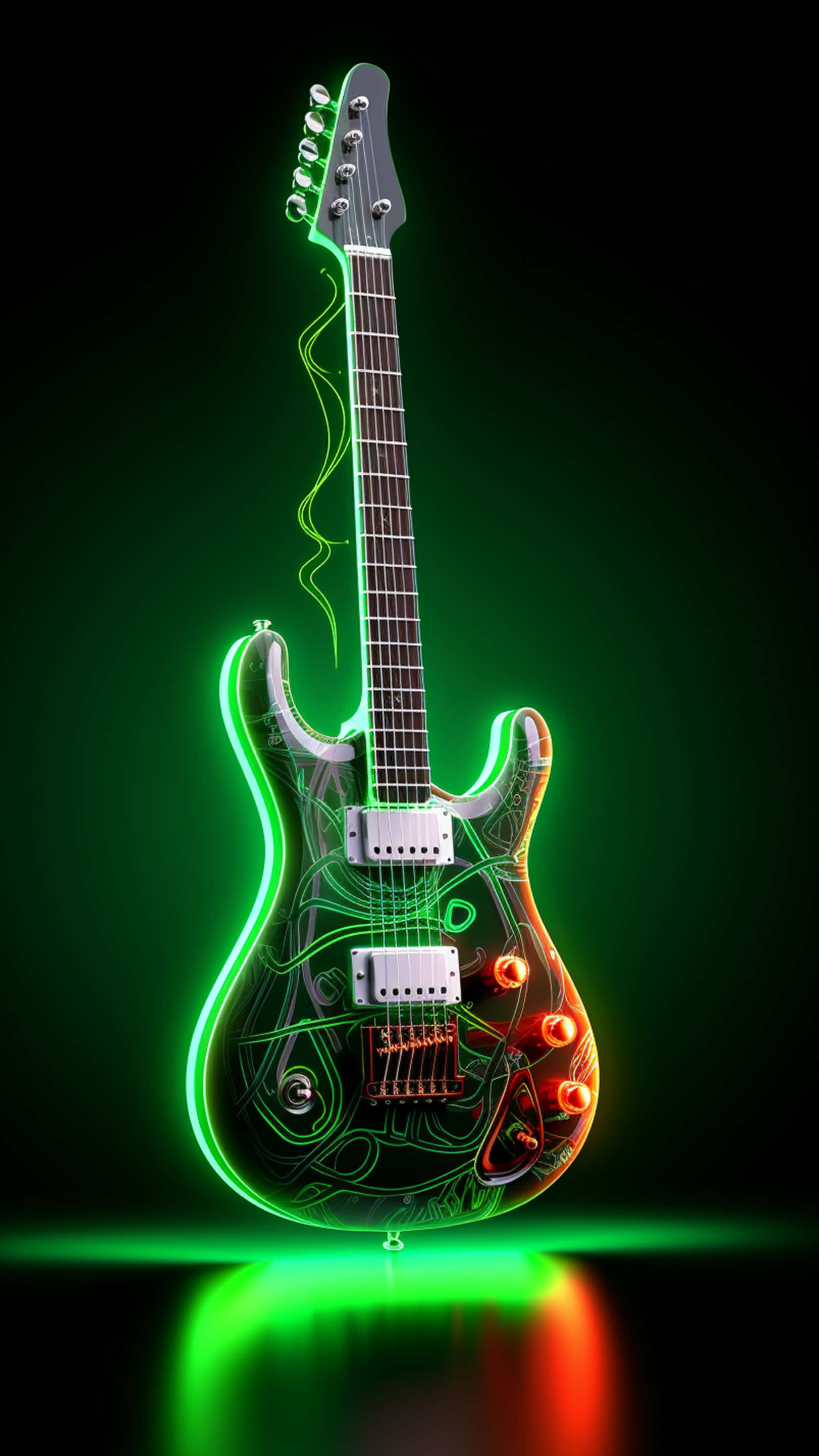 akustisk guitar tæt på en smuk farvet baggrund Wallpapers