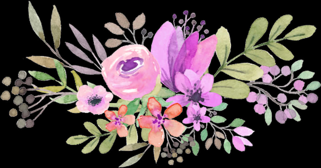 Akvarel blomsterarrangement_ Sort baggrund.JPG Wallpapers