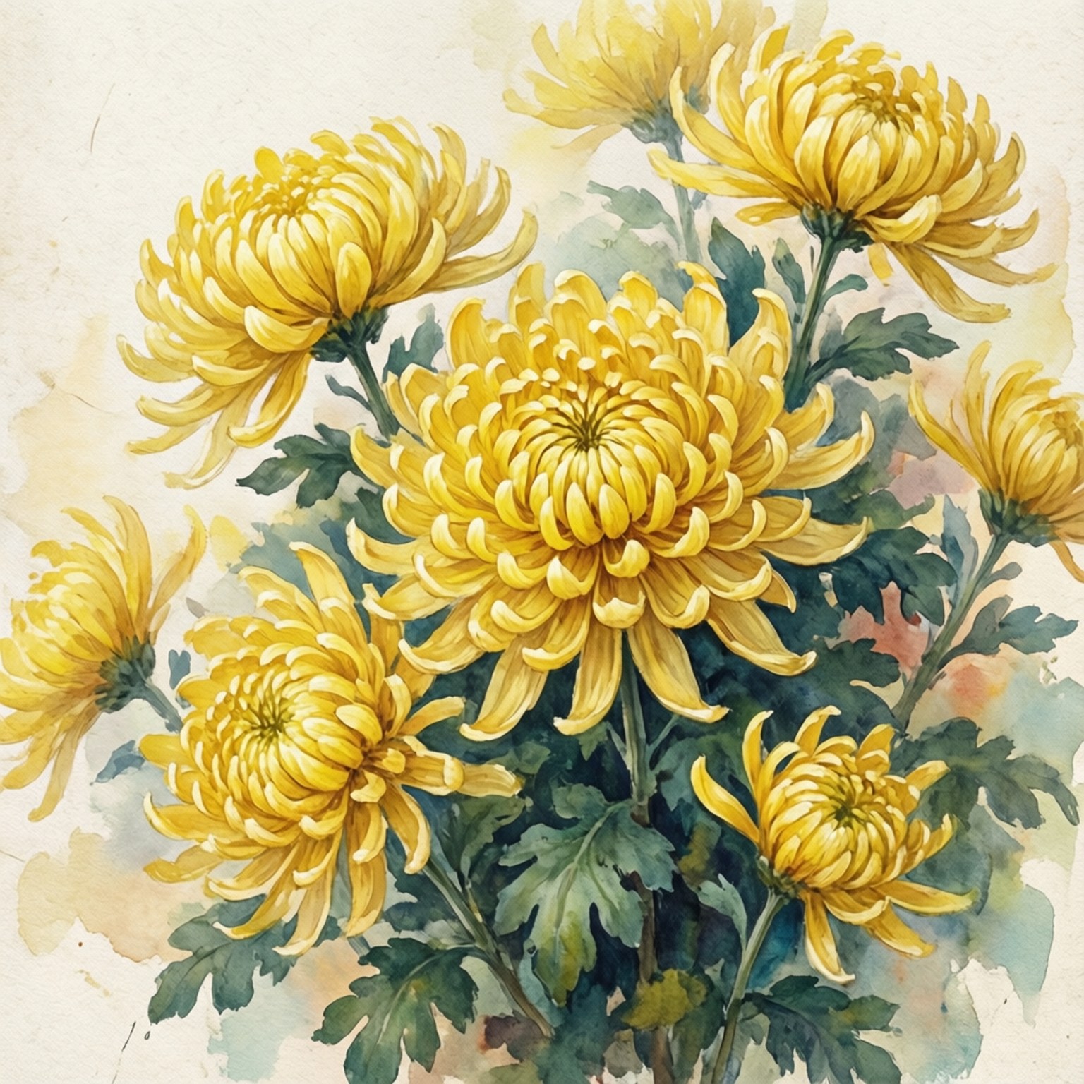 Akvarel gule krysantemum Wallpapers