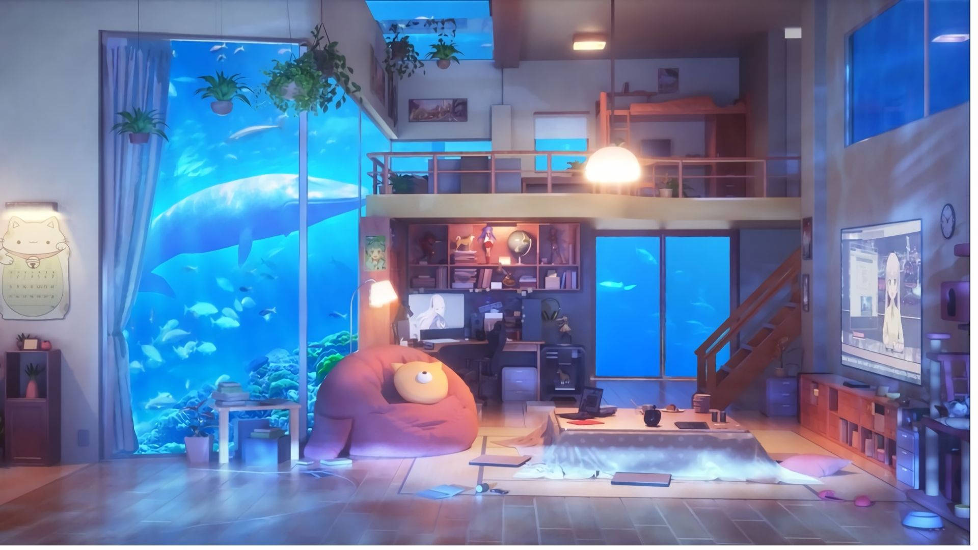 Akvarie Anime Værelse Wallpapers