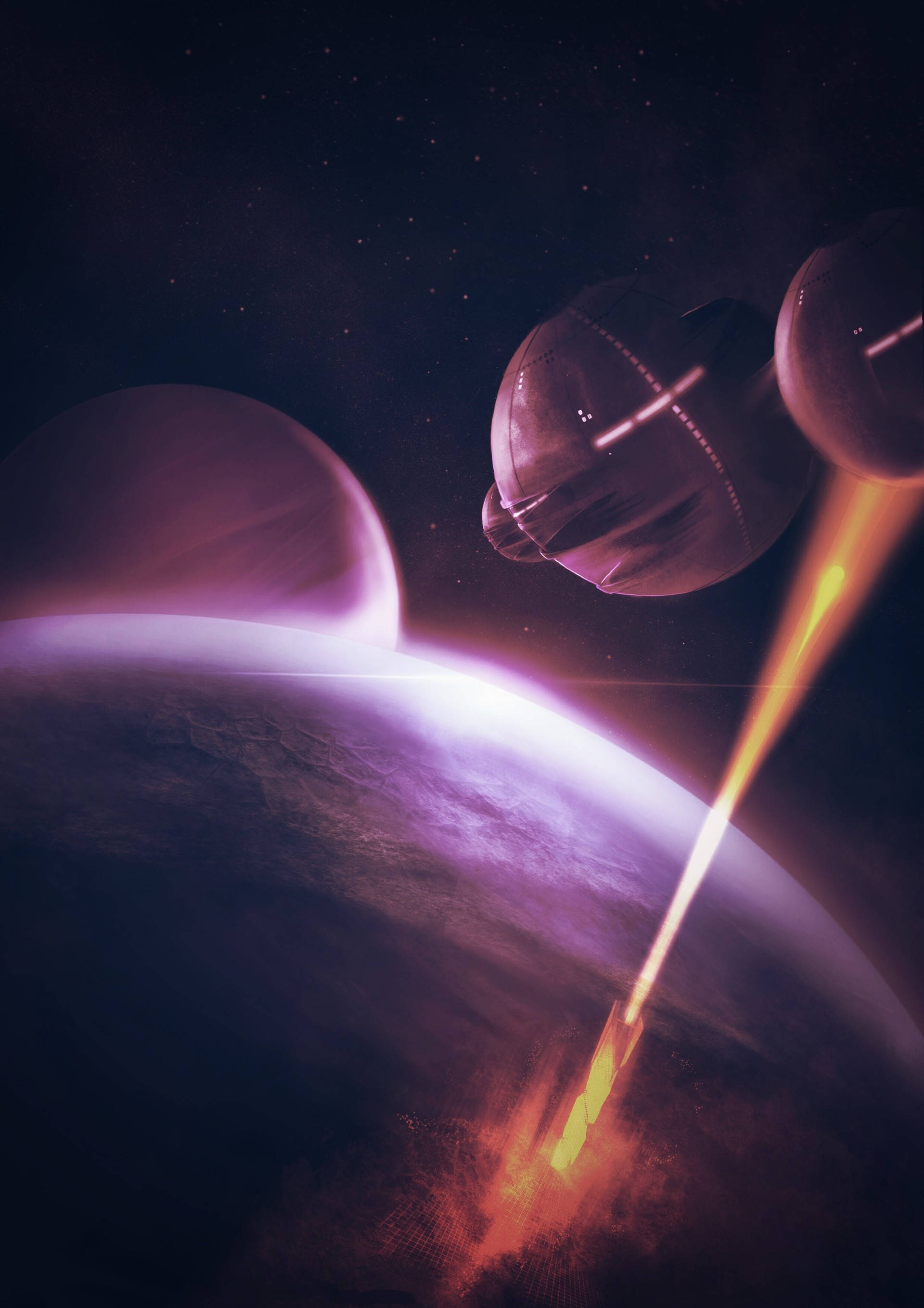 Alien ship attacking a city Wallpapers