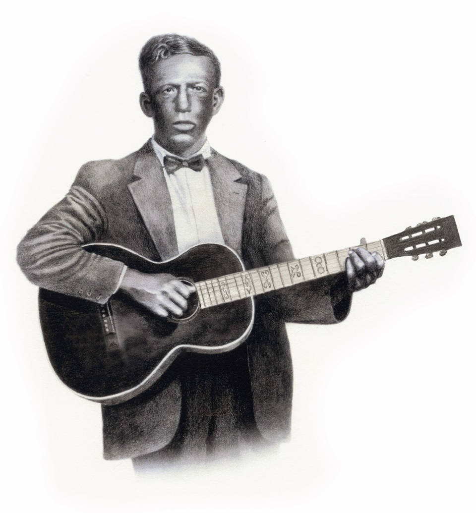 Amerikanske bluesmand Charley Patton med guitar Wallpapers