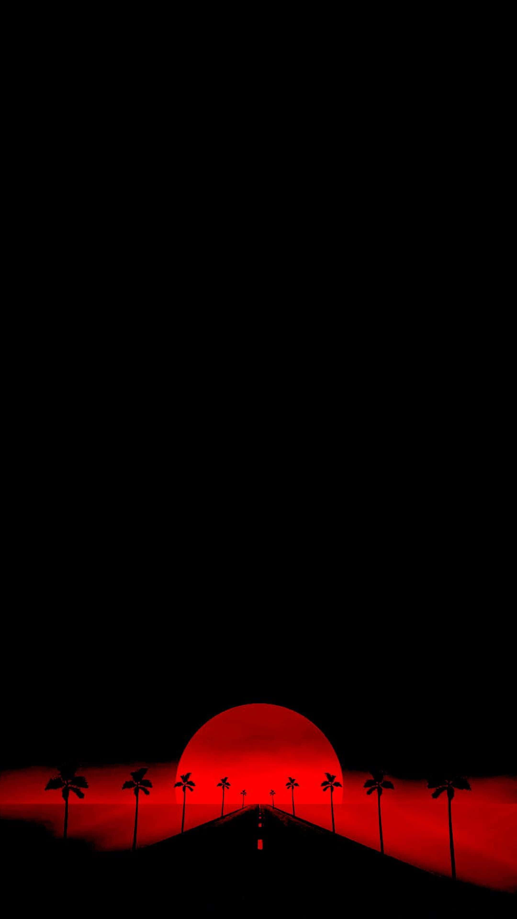 AMOLED Baggrund Rød Sol Vej Wallpapers