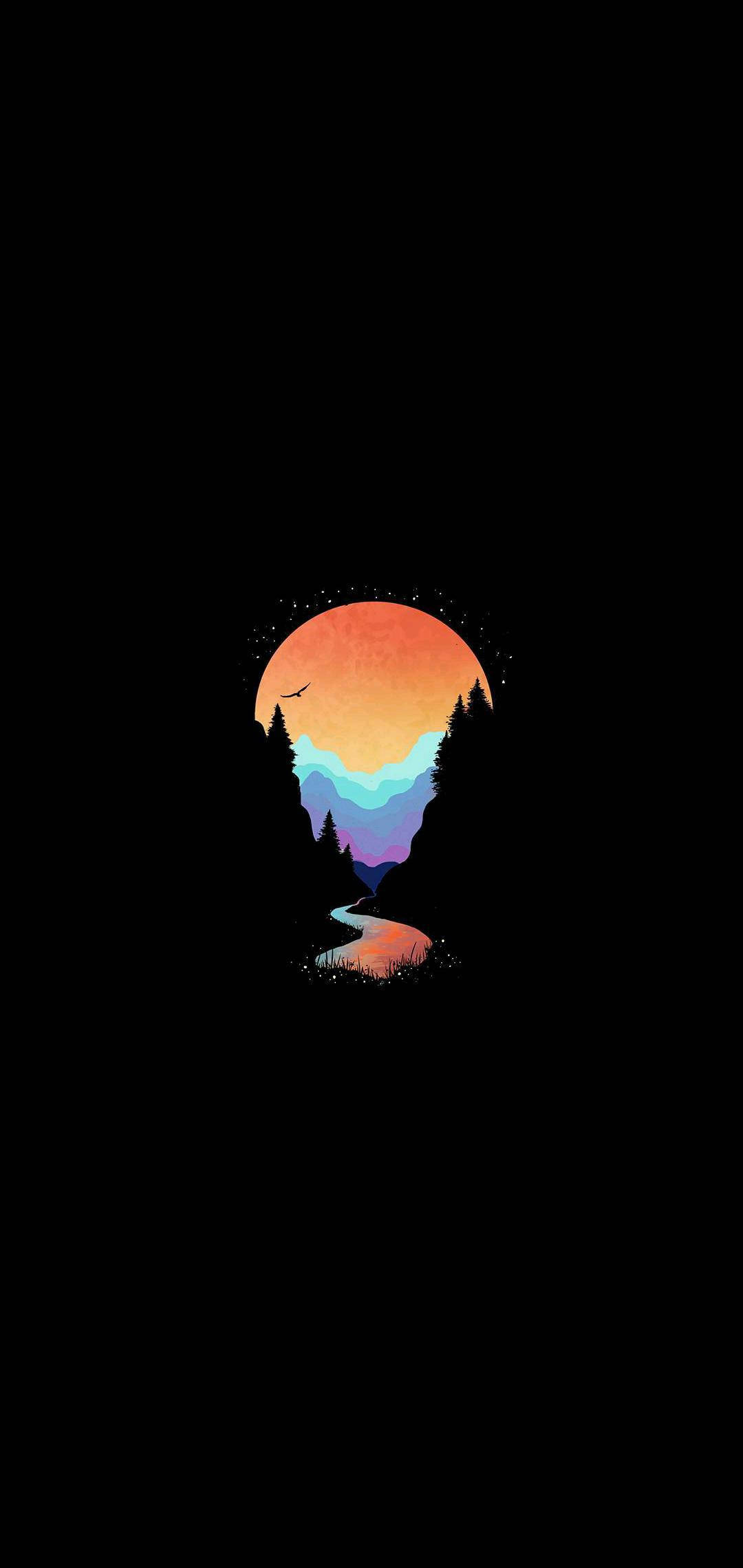 AMOLED-bjergstrømme Wallpapers