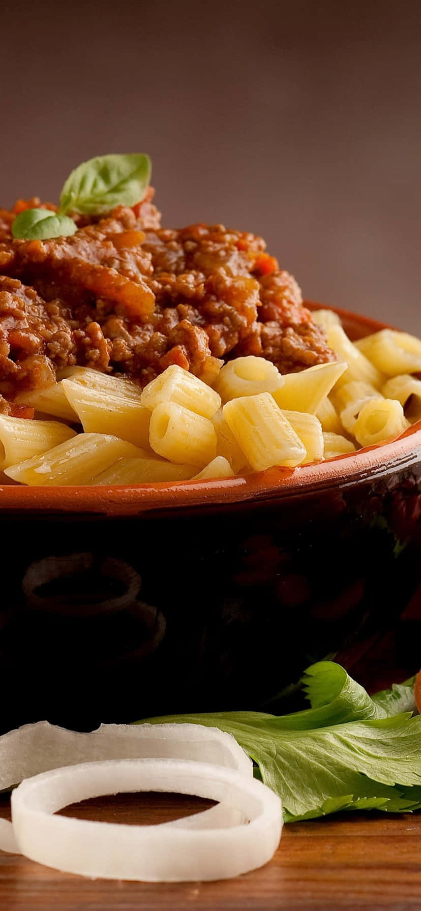 Android Pasta Baggrund Makaroni Med Bolognese Sauce Wallpapers