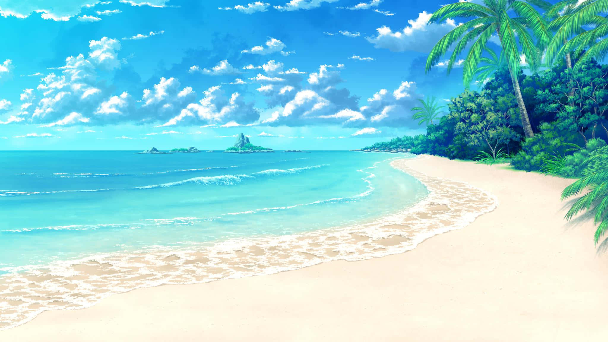 Anime Blå Strand Wallpapers
