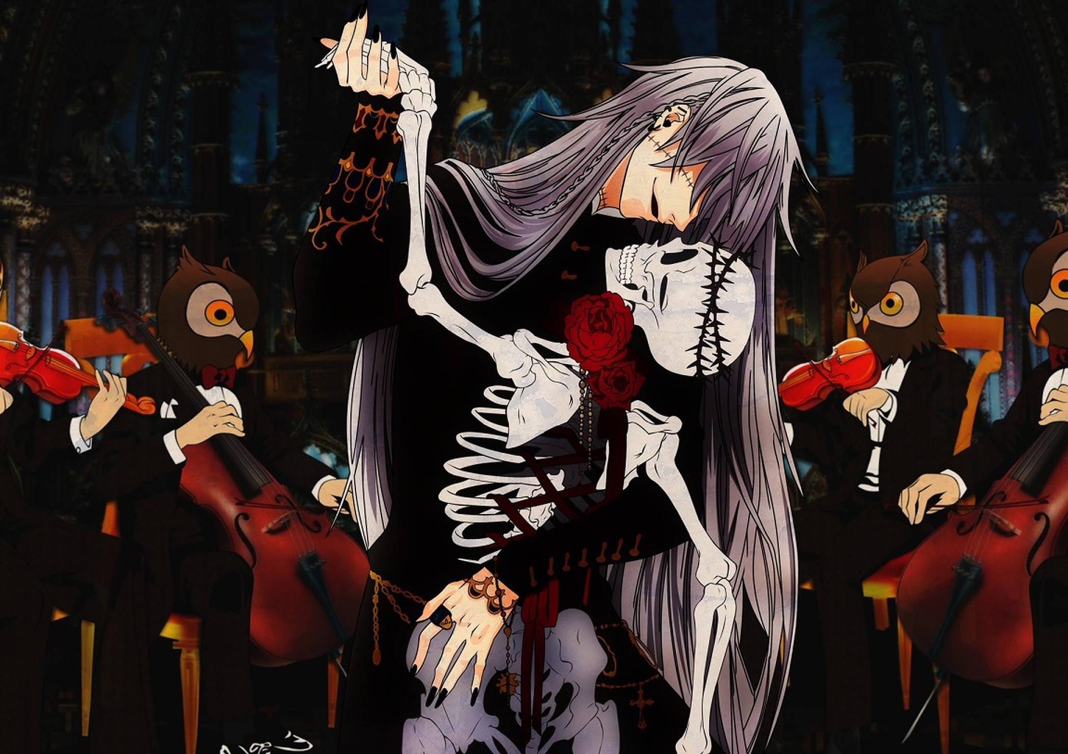 Anime dansende dreng med skelet Wallpapers