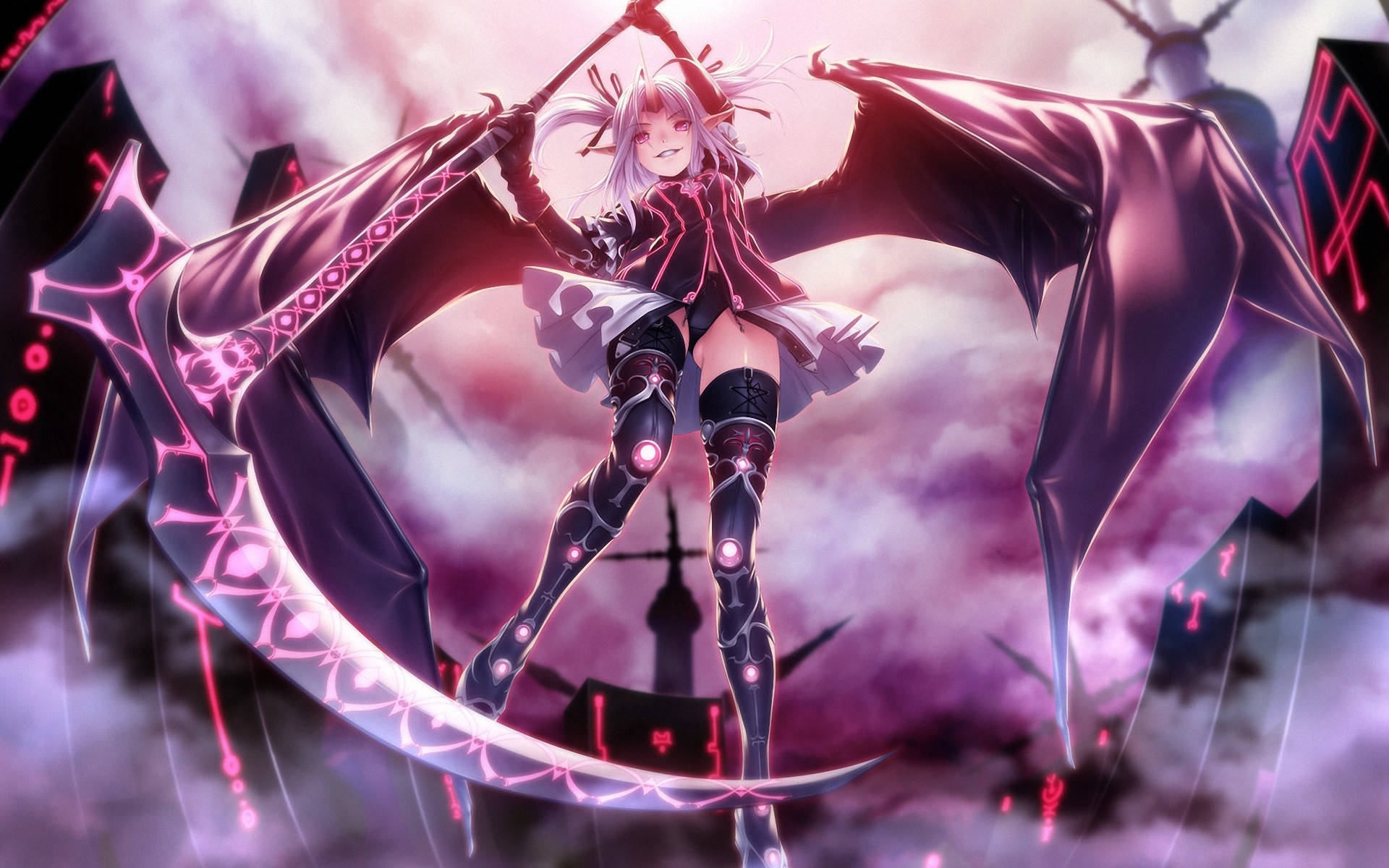 Anime dæmonpige med le Wallpapers