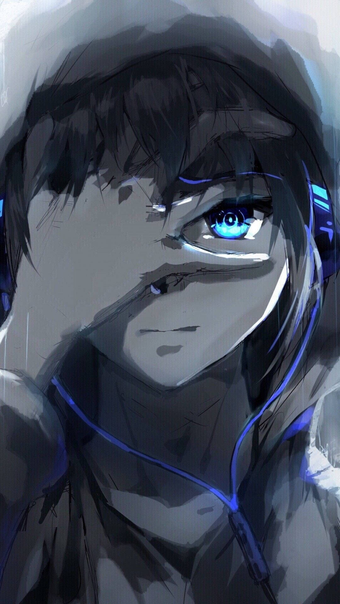 Anime-dreng med blå øjne Wallpapers