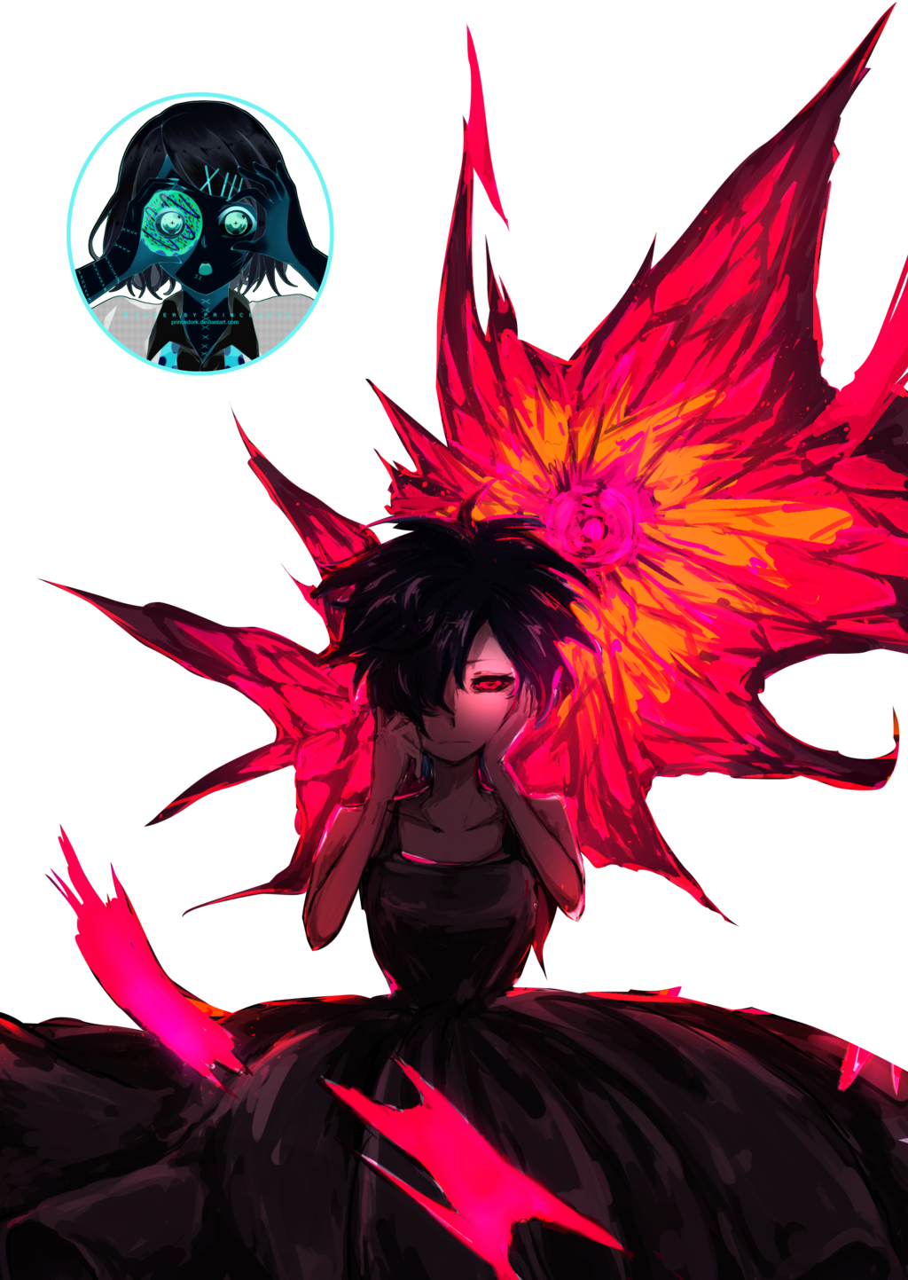 Anime-figur med flammende vinger Wallpapers