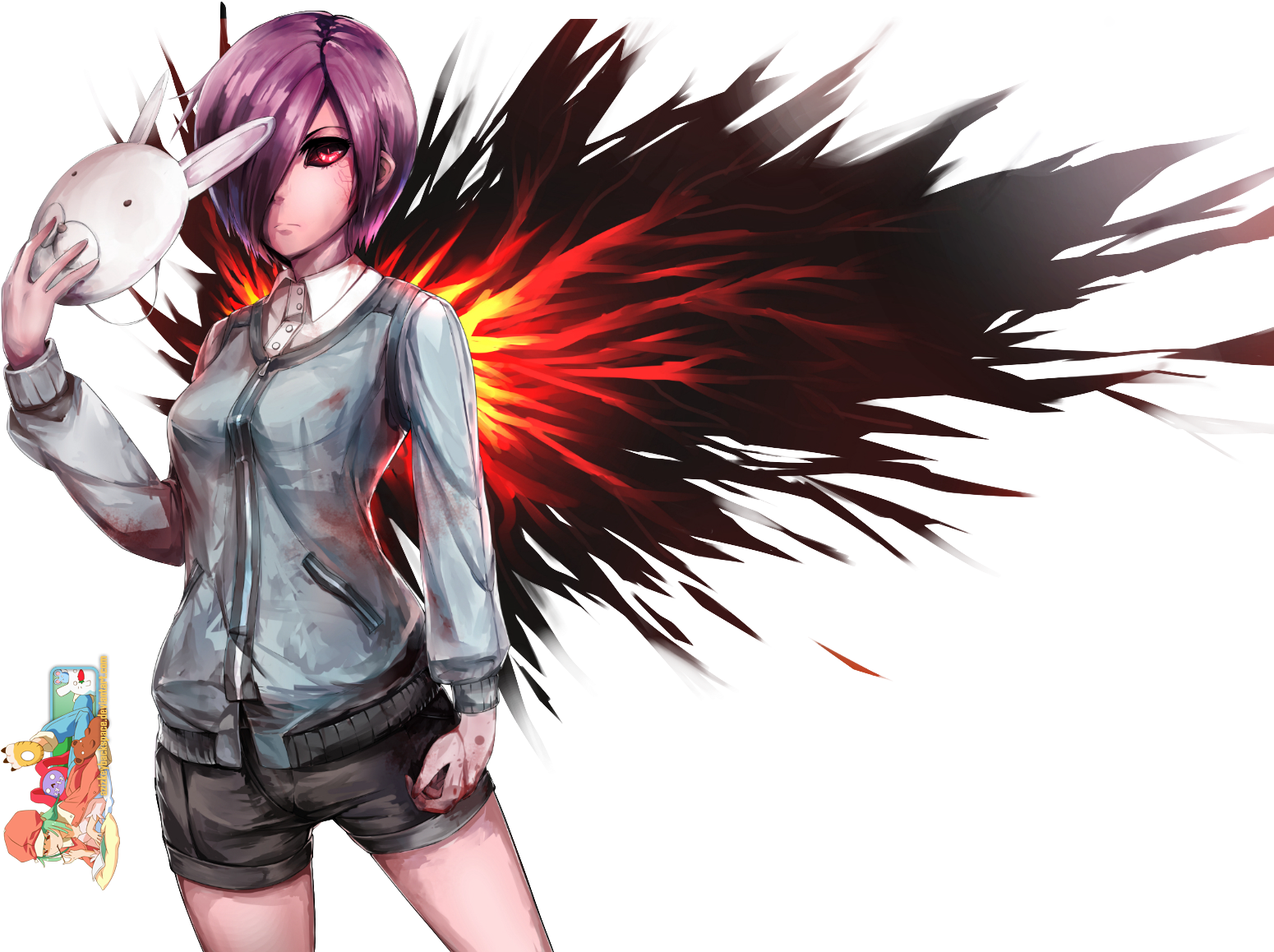 Anime-figur med maske og dynamisk baggrund Wallpapers