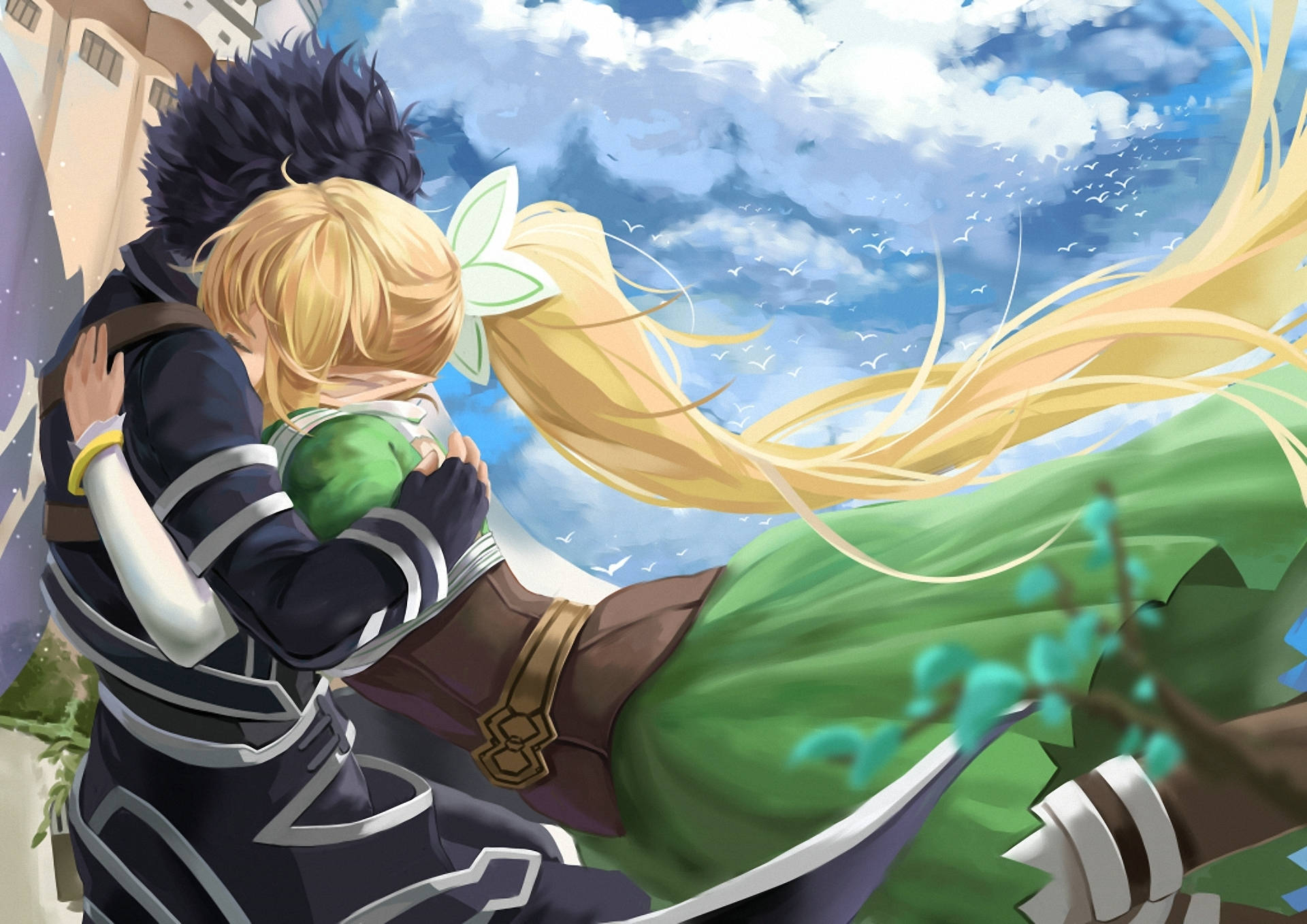 Anime-kram under den skyede himmel Wallpapers