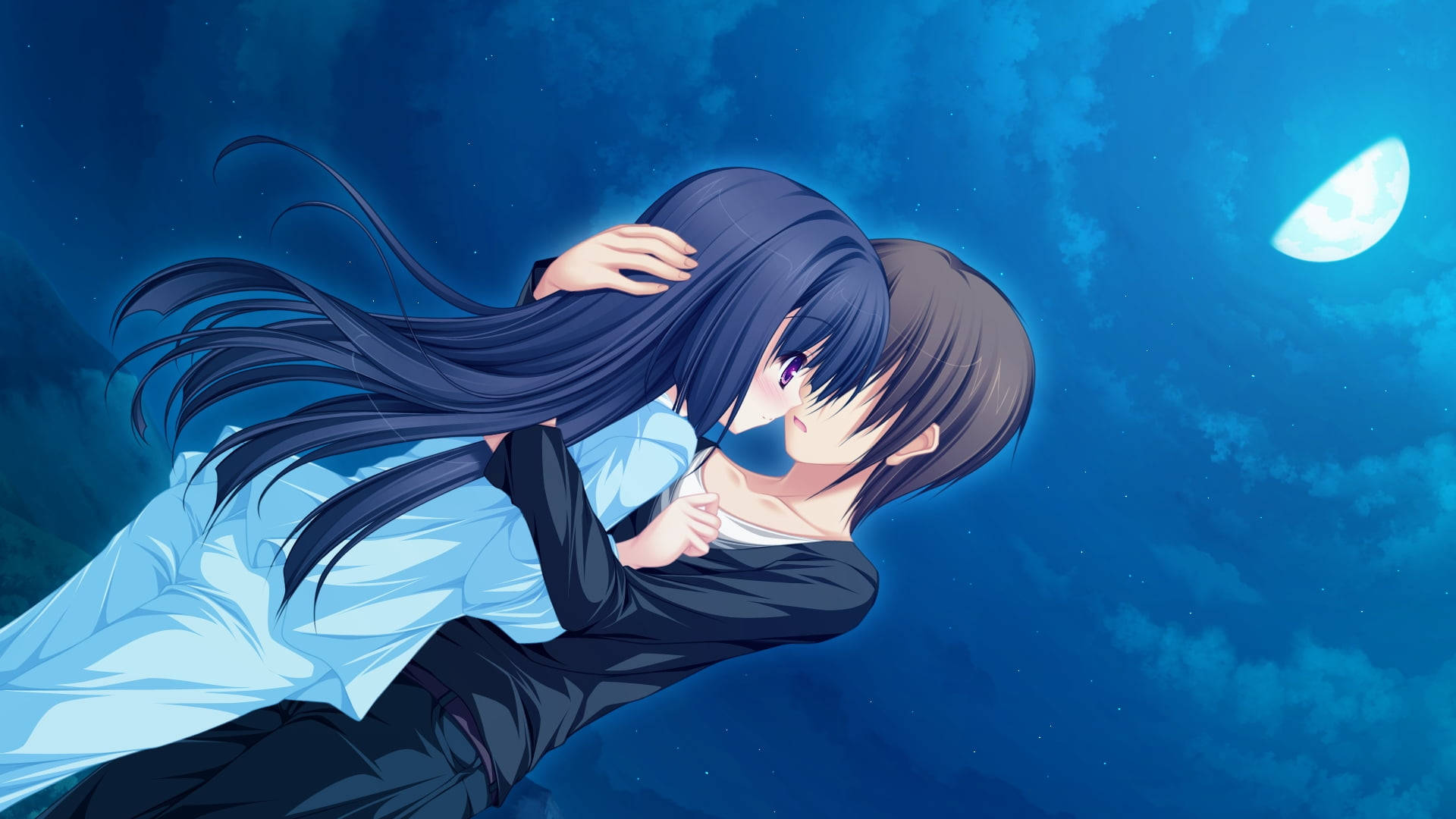 Anime kram under månen Wallpapers