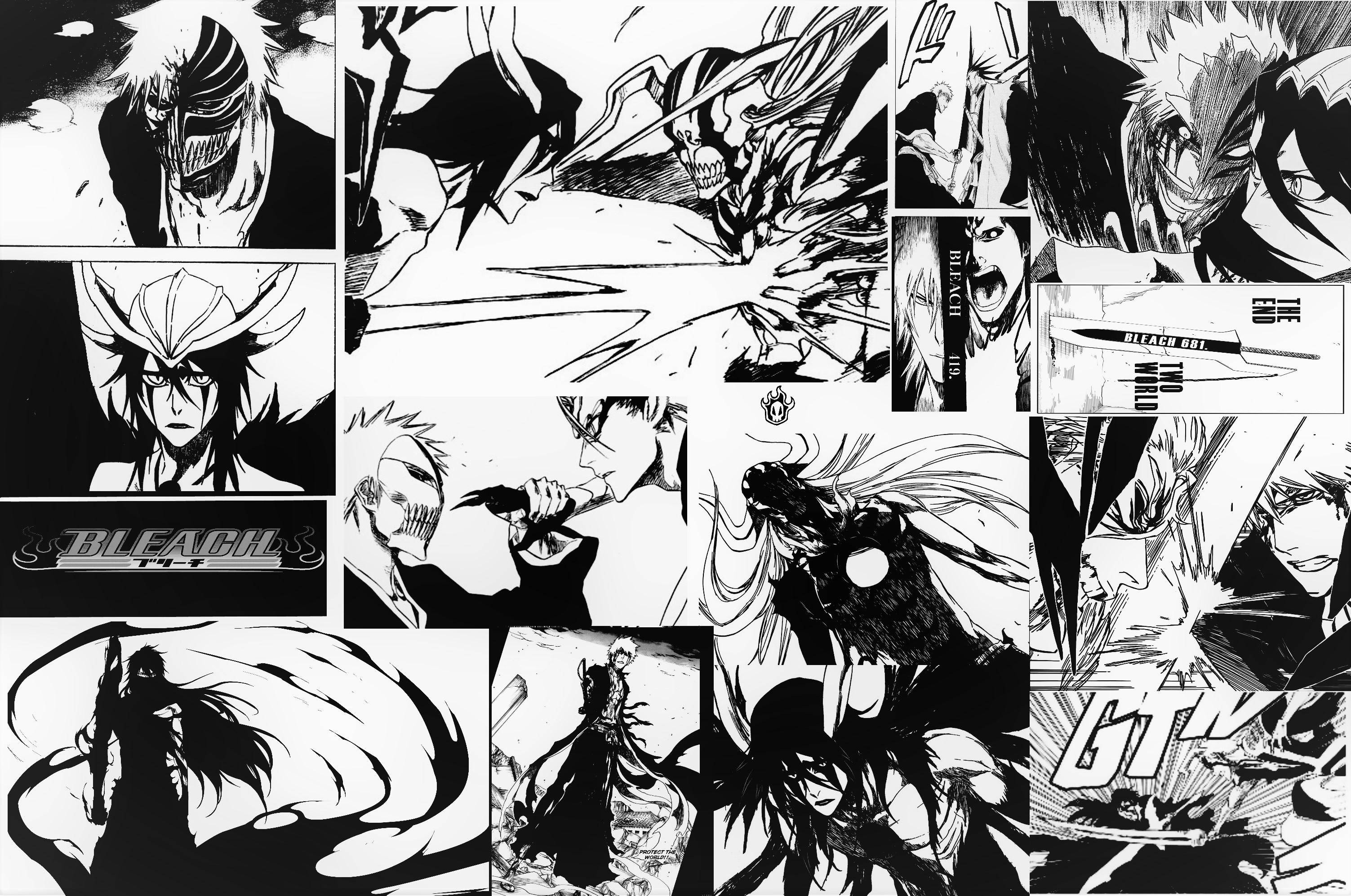 Anime kunst sort og hvid Bleach Ichigo manga Wallpapers