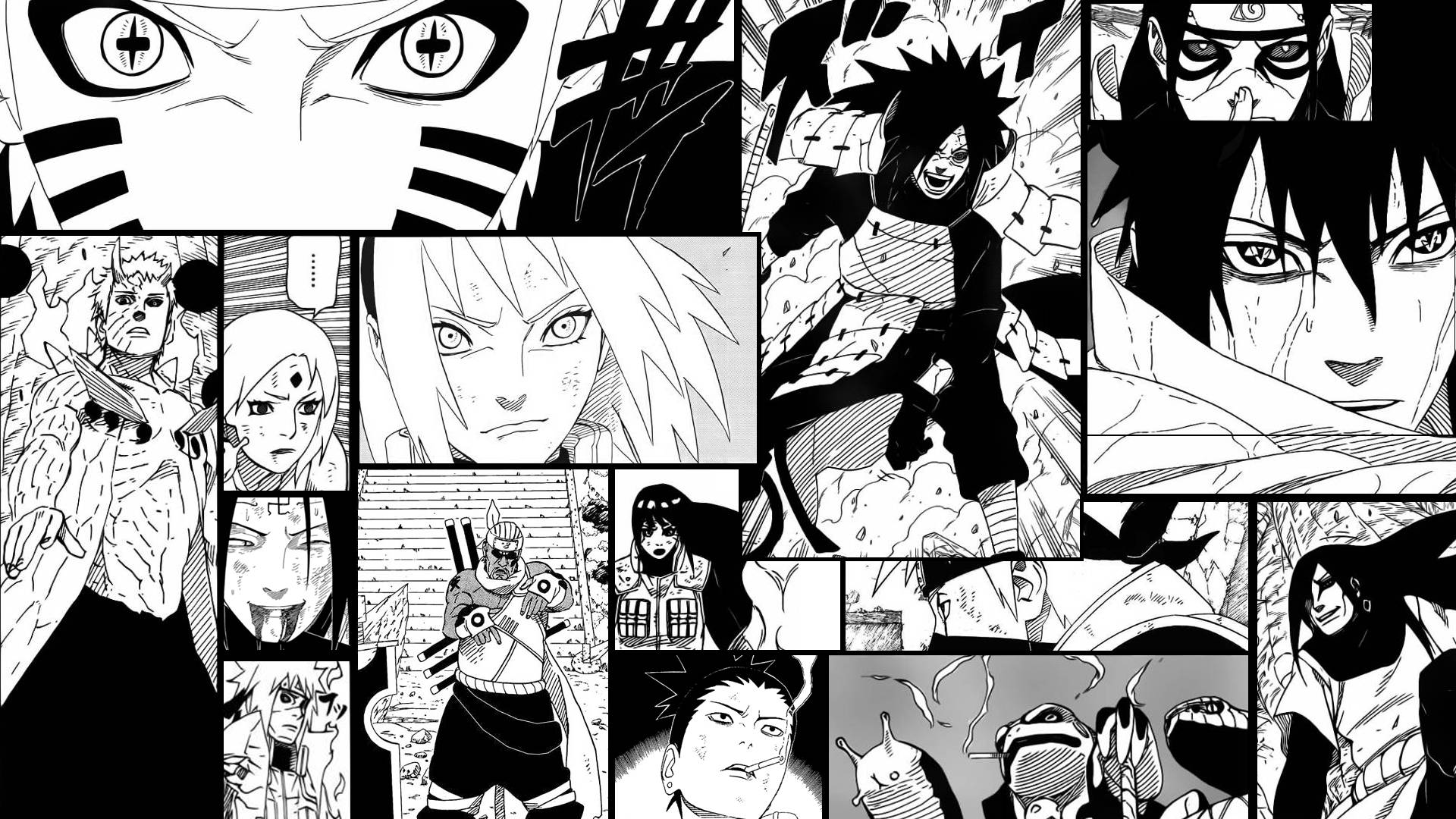 Anime kunst sort og hvid Naruto manga paneler Wallpapers