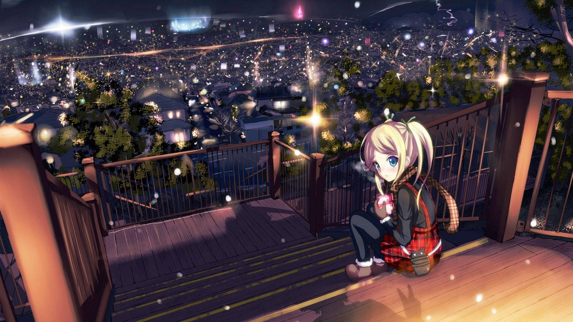 Anime landskab bybillede Wallpapers