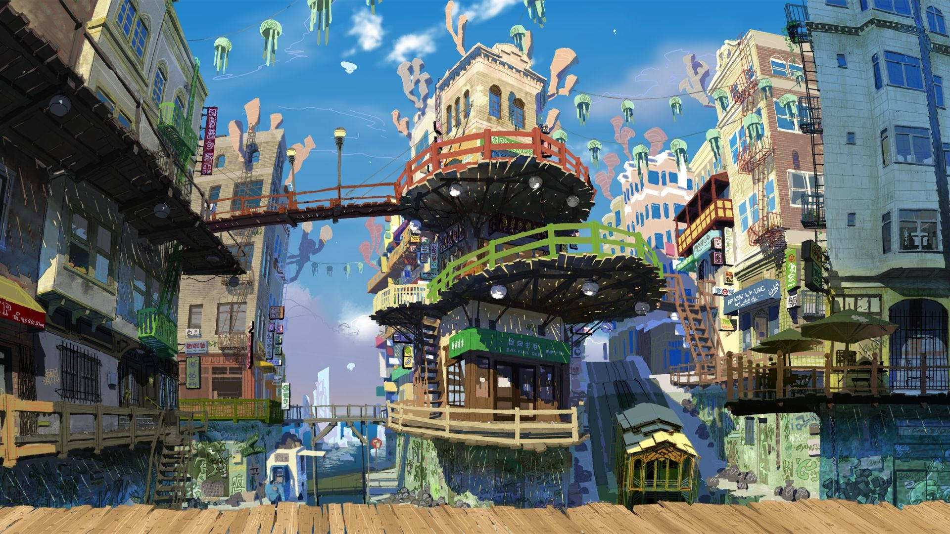 Anime Landskab Cool Strukturer Wallpapers