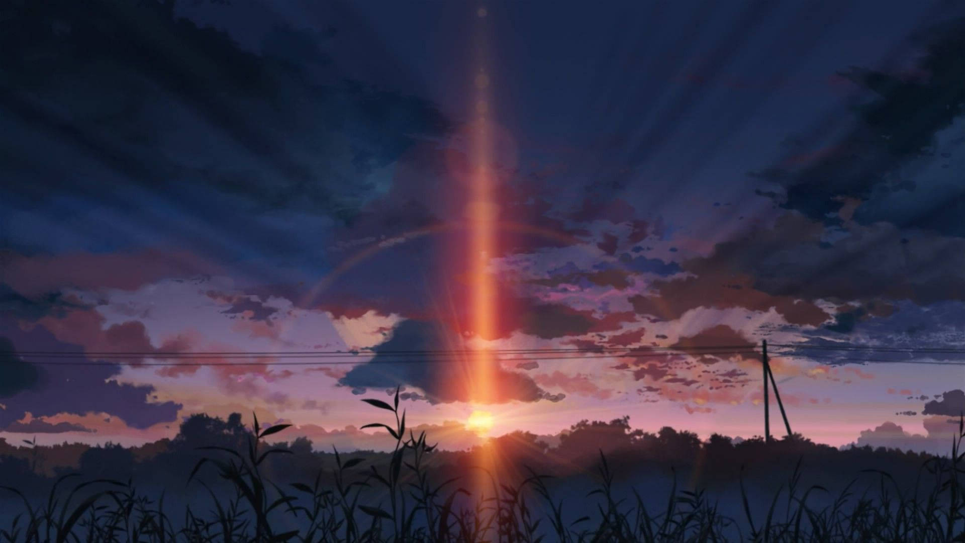 Anime Landskab Mørk Solnedgang Wallpapers
