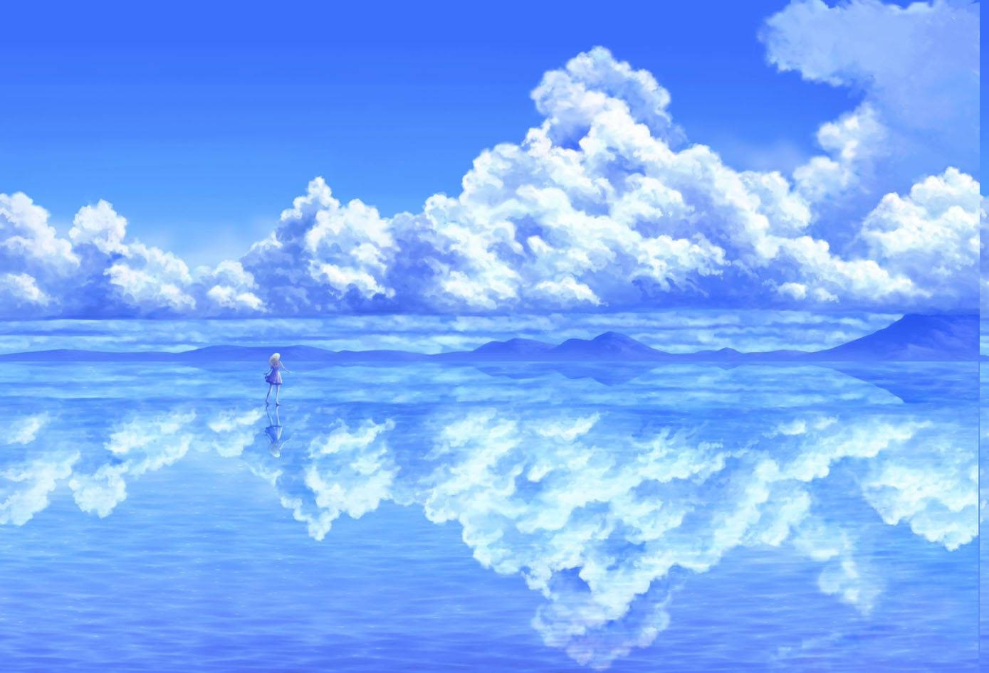 Anime landskab skyhav Wallpapers