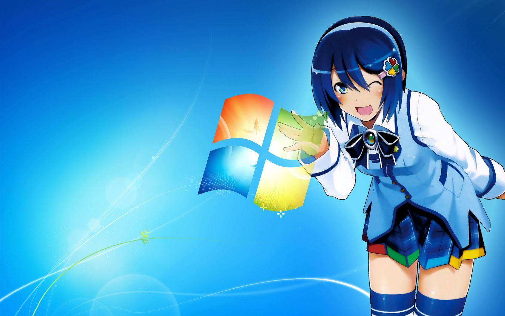 Anime Meme PFP Microsoft Blå Pige Wallpapers