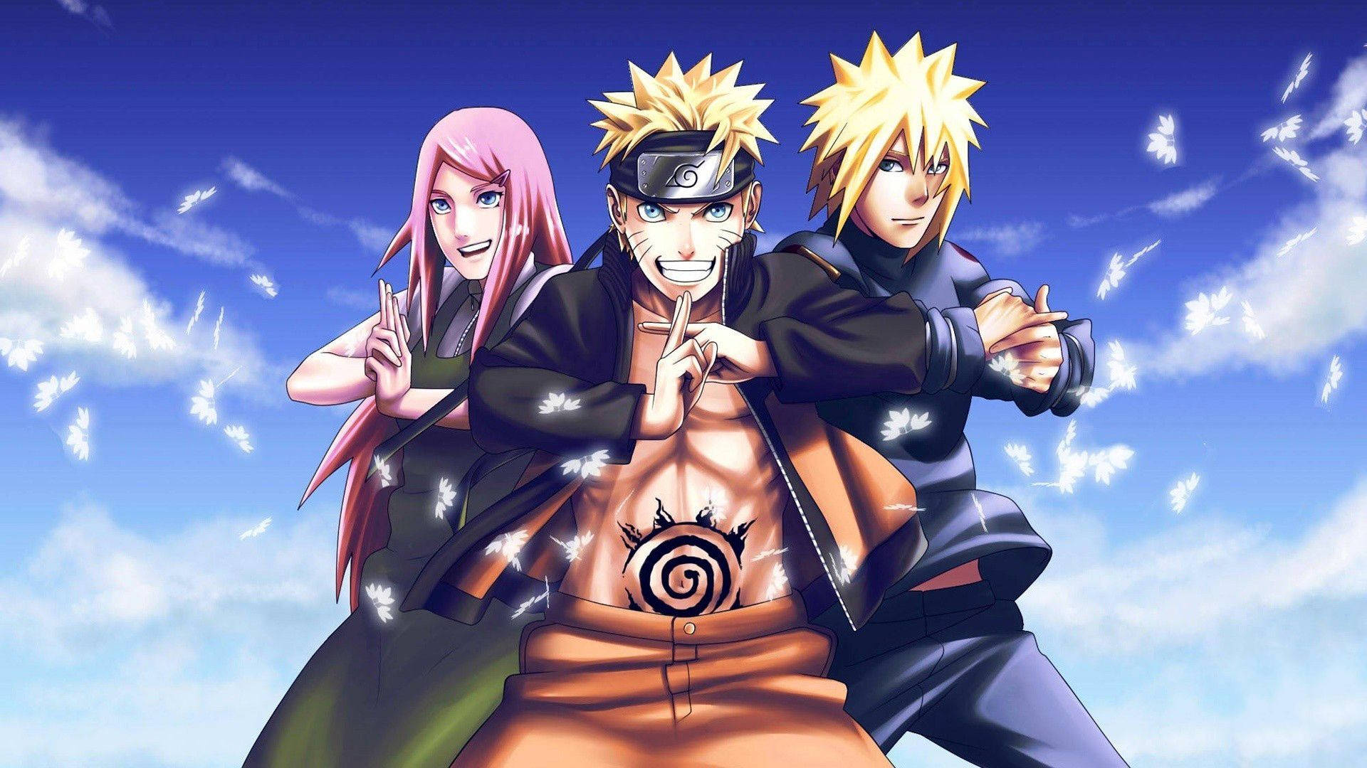 Anime Naruto med Sakura og Minato Wallpapers